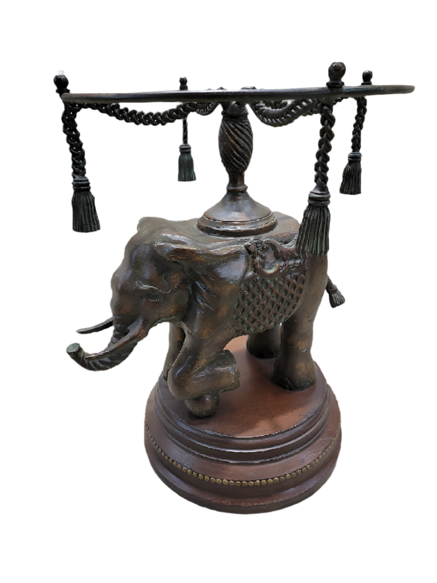 Vintage Erin Lane Bronze Elephant Pedestal Side Table