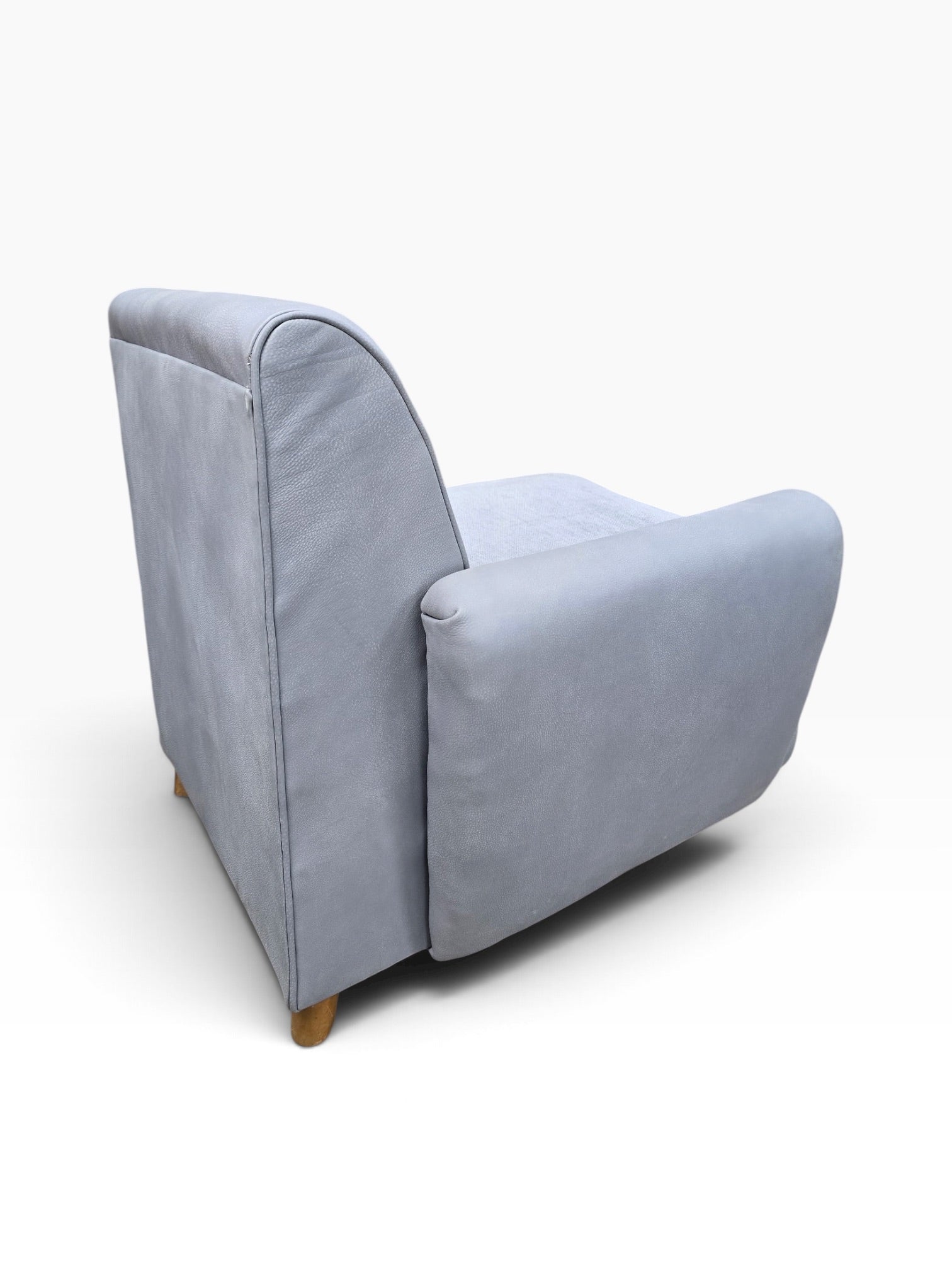 Mid Century Modern Heywood Wakefield Modular Sectional Sofa Newly Reupholstered in Powder Blue Holly Hunt Leather