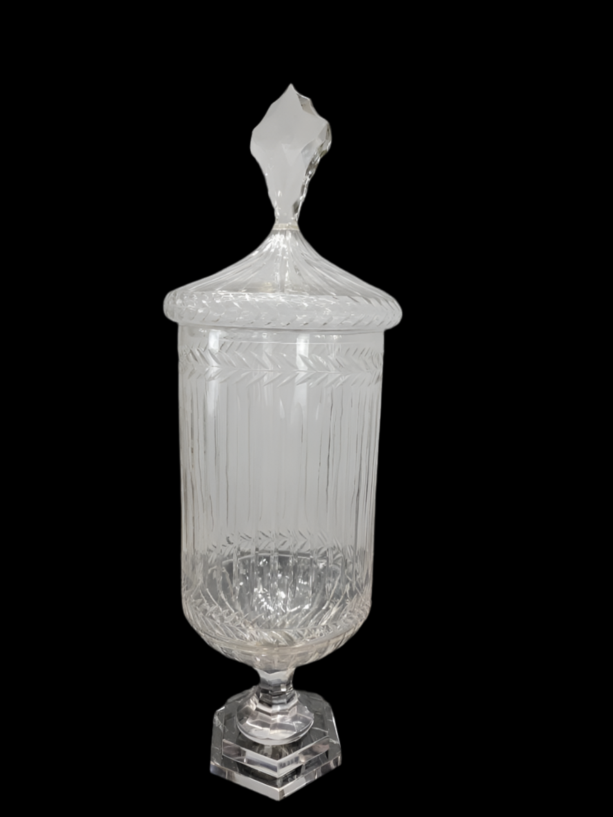 Antique Etched Glass Bonbonniere - Set of 3