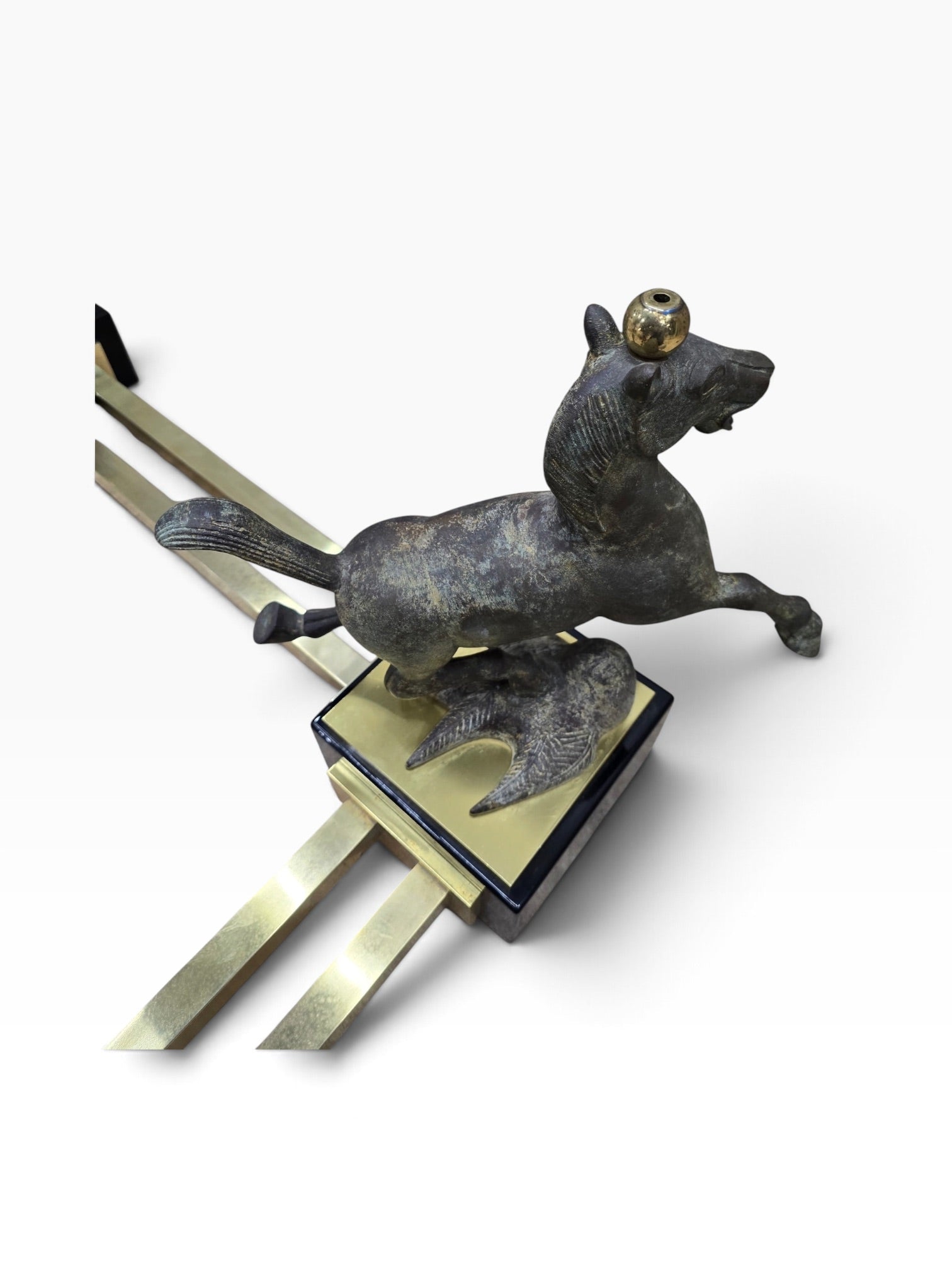 Maison Charles–Style Flying Horse of Gansu Glass-Top Cocktail Table