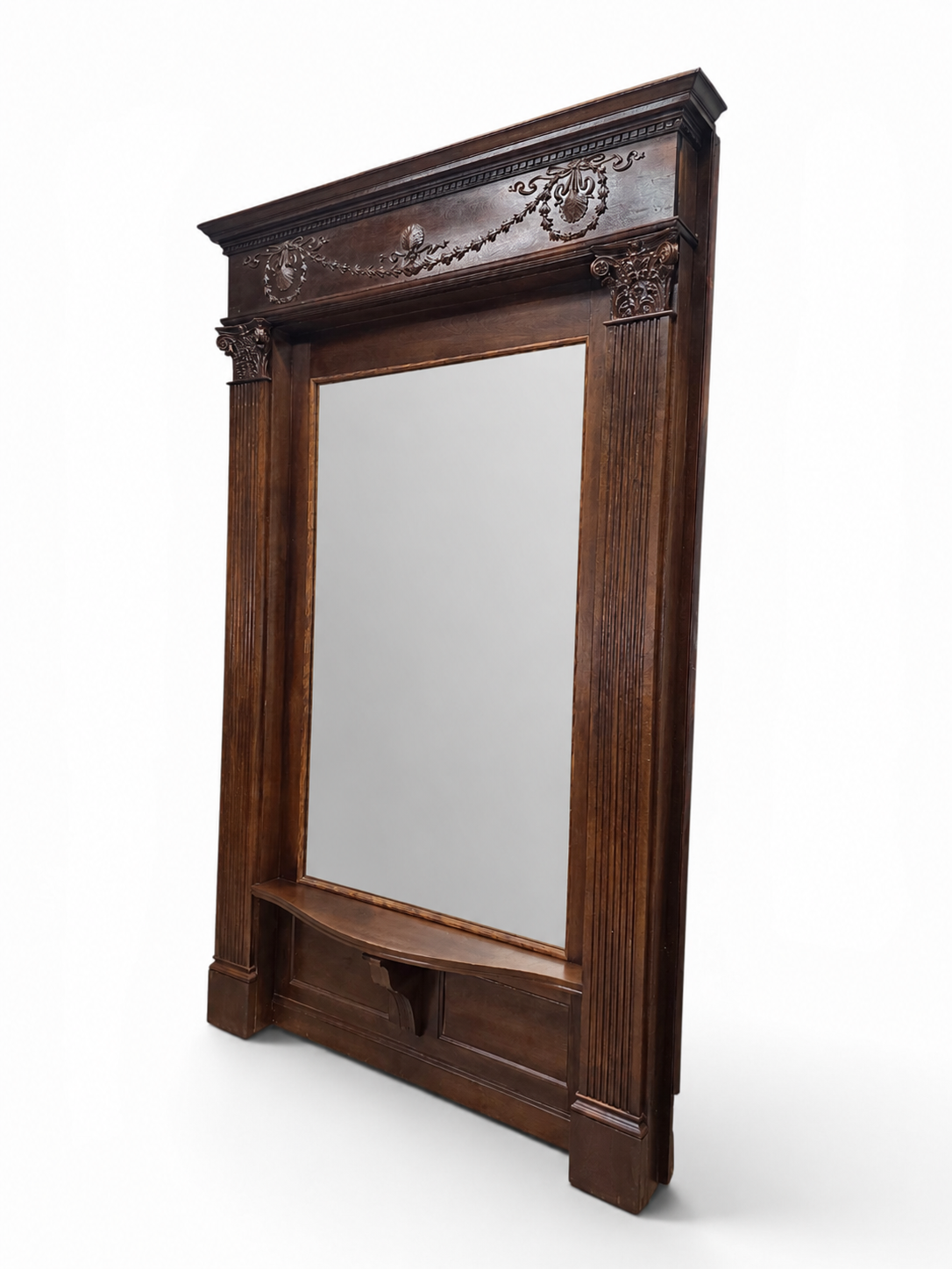 Monumental Restored Chicago Architectural Salvage Mahogany Pier / Hall Mirror