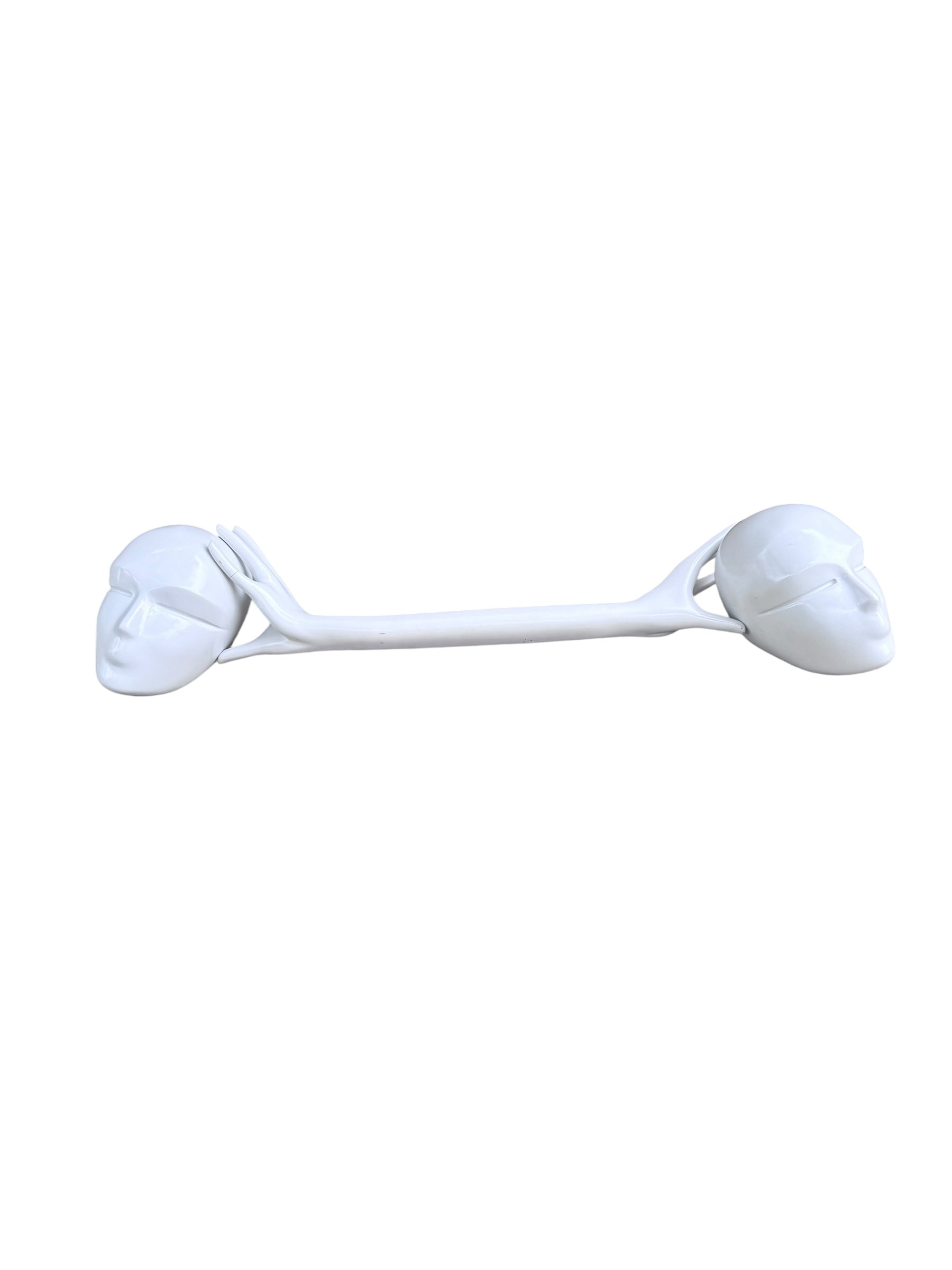 Vintage Postmodern White 'Head In Hand' Abstract Sculpture