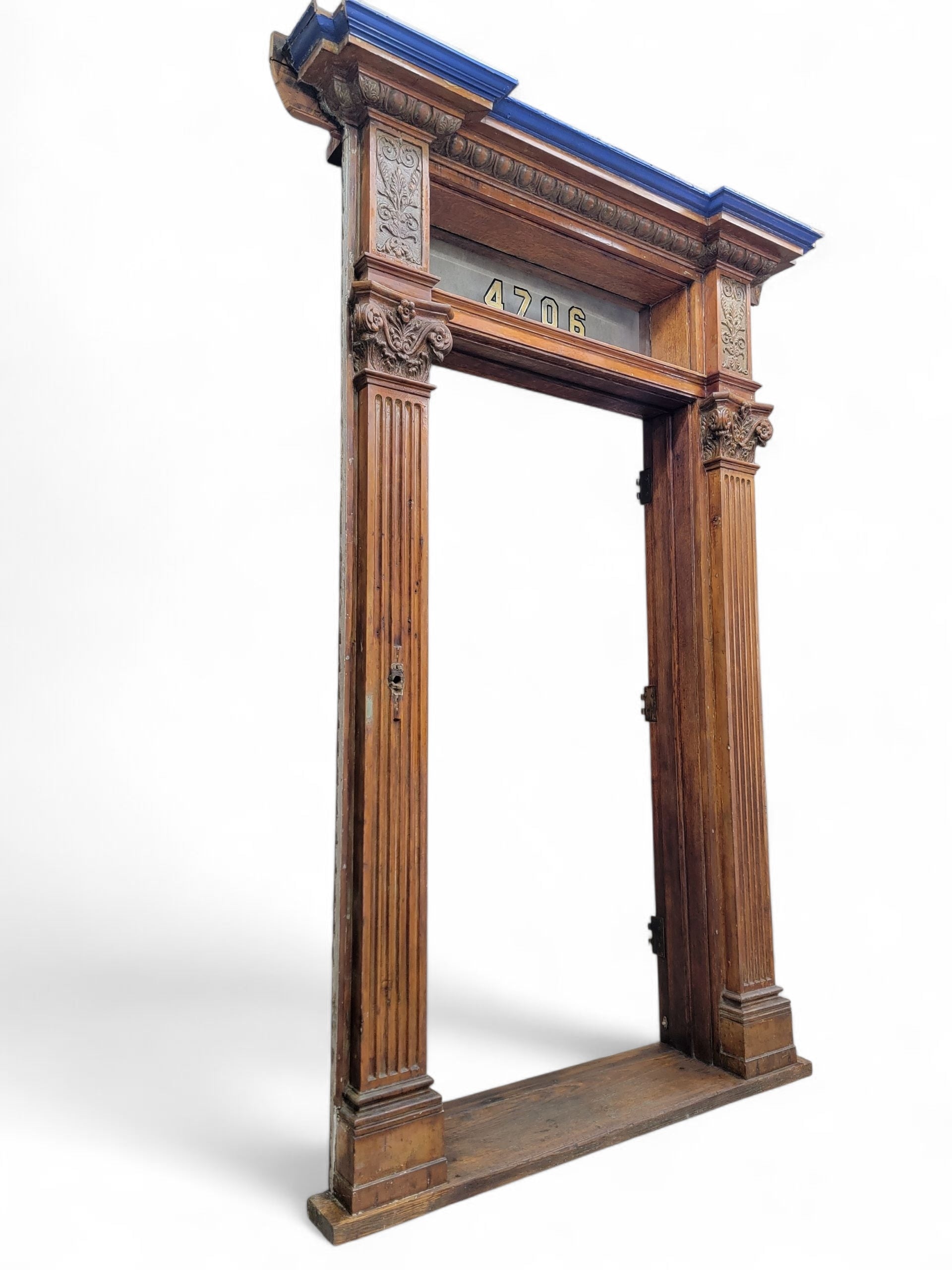 HOLD - Antique Monumental Salvaged Carved Entrance Door