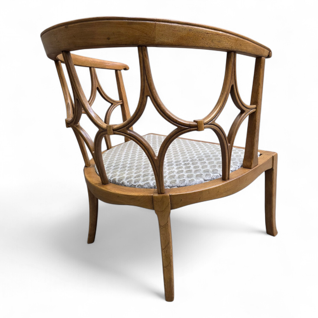 MCM William "Billy" Haines Fruitwood Spider/Barrel Back Lounge Newly Reupholstered