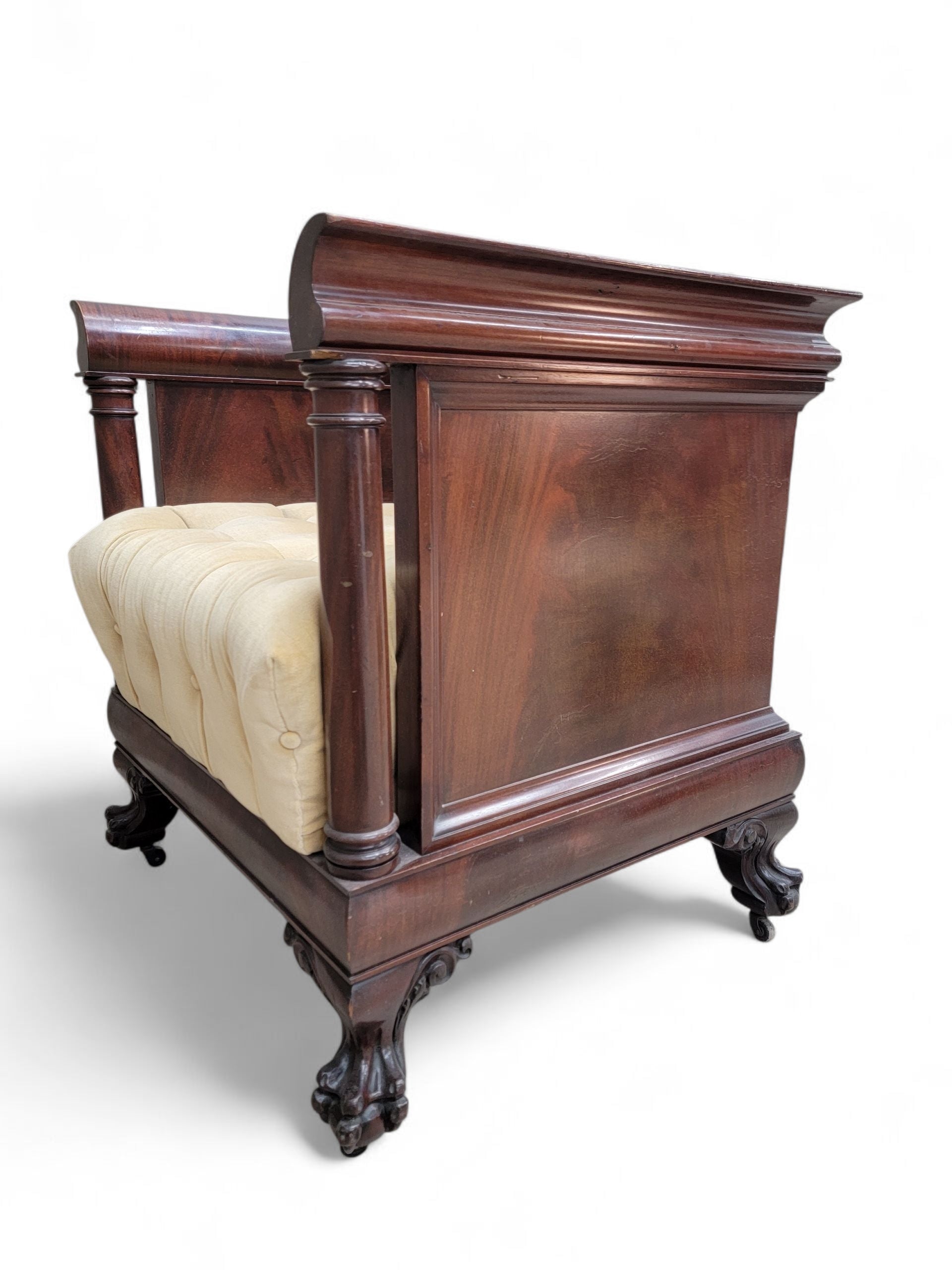 Antique English Colonial Mahogany Cube Chair
