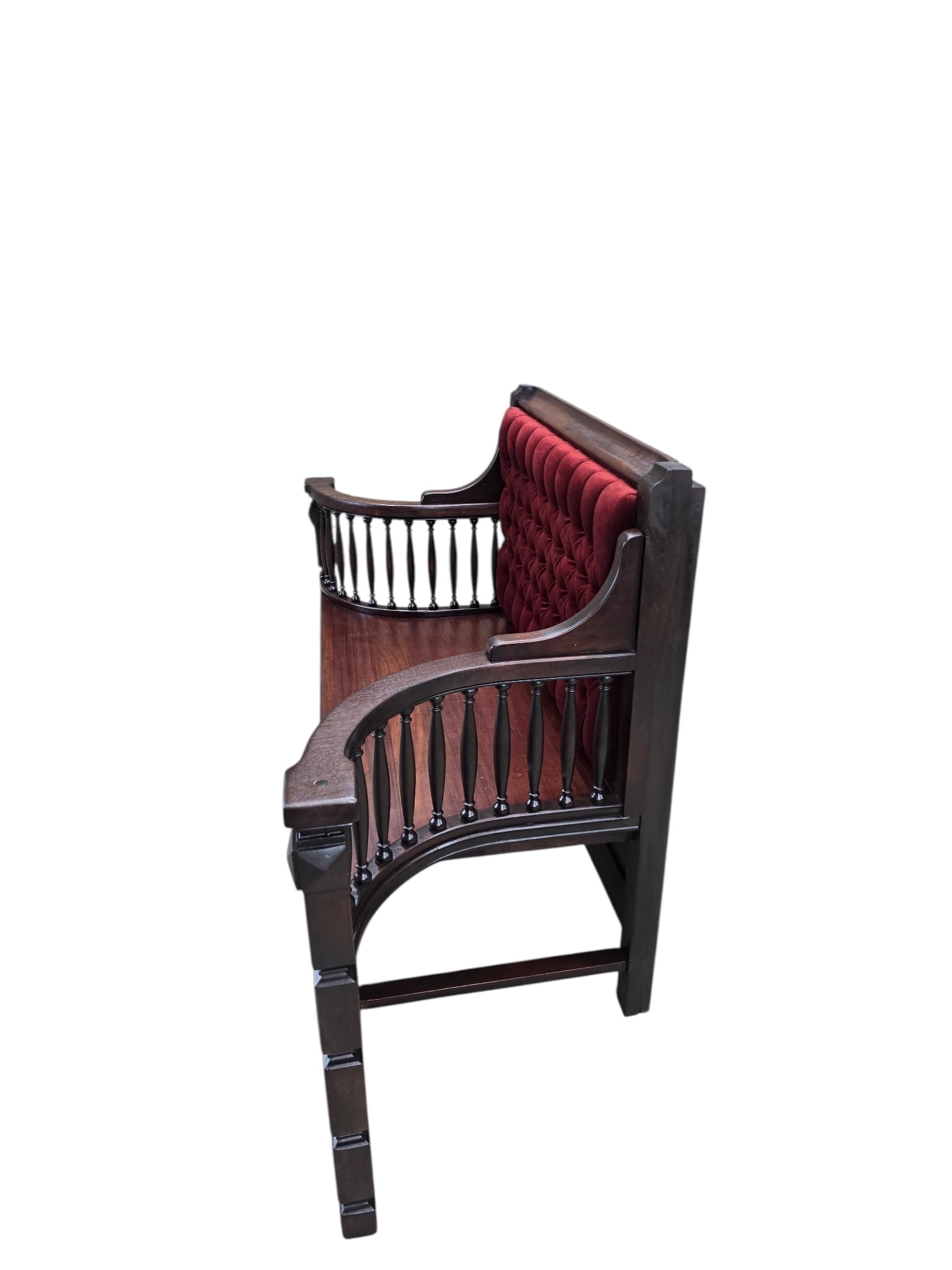 Antique Eastlake Victorian Style Upholstered Back Bench