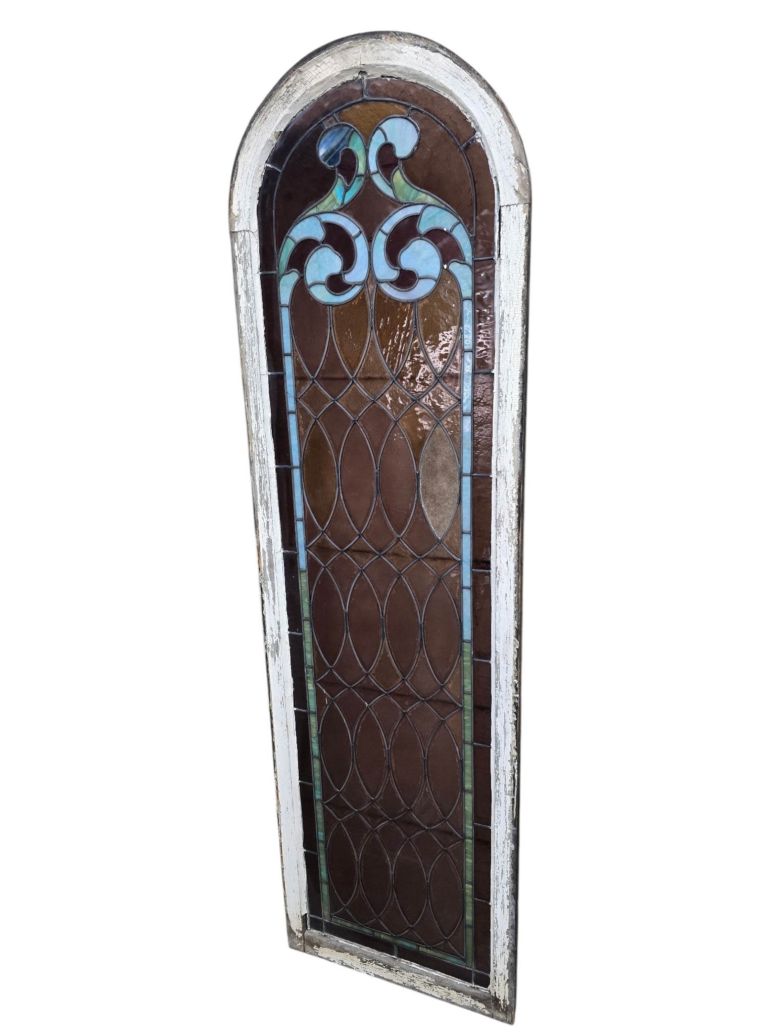 Antique Gothic Arched Stained Glass Church Window