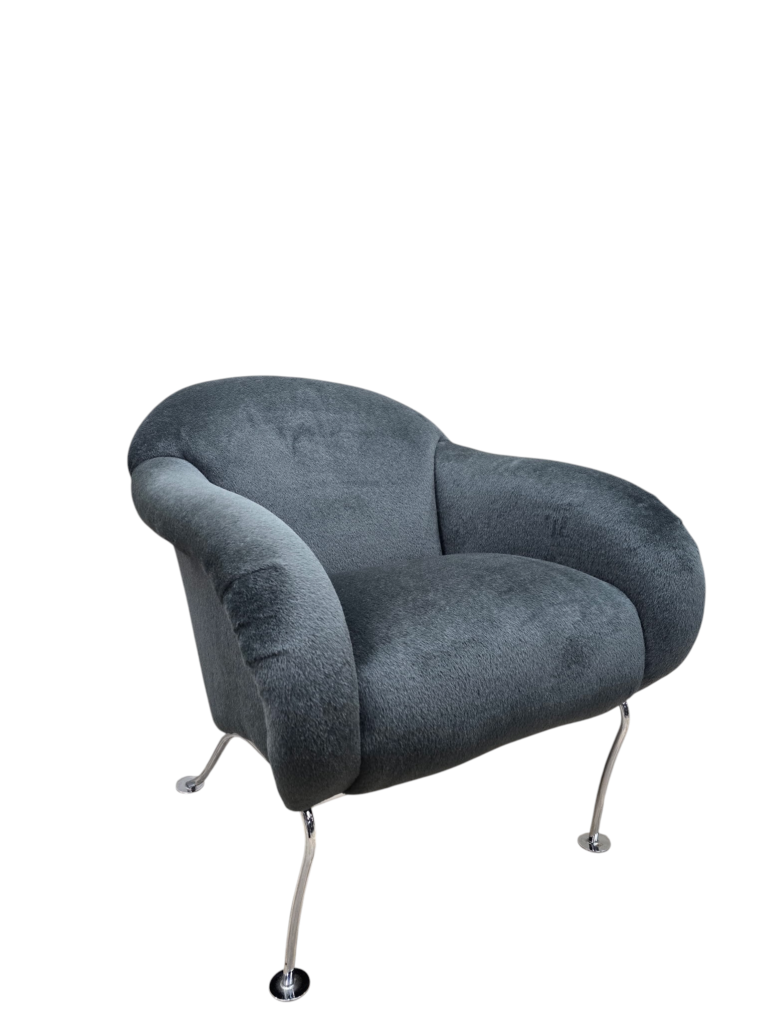 Thayer Coggin Sculptural Pull Up Lounge Chair Newly Reupholstered in Charcoal Alpaca Mohair – Tagged