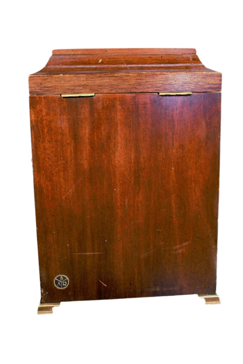 Antique Brandt Furniture Co. Inlaid Mahogany 4 Bottle Decanter Spirit Box