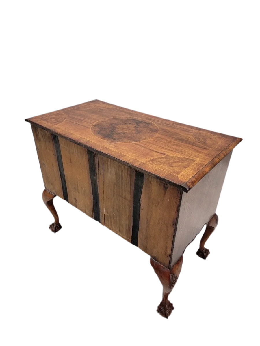Antique English Queen Anne Style Burl and Oak Writing Desk