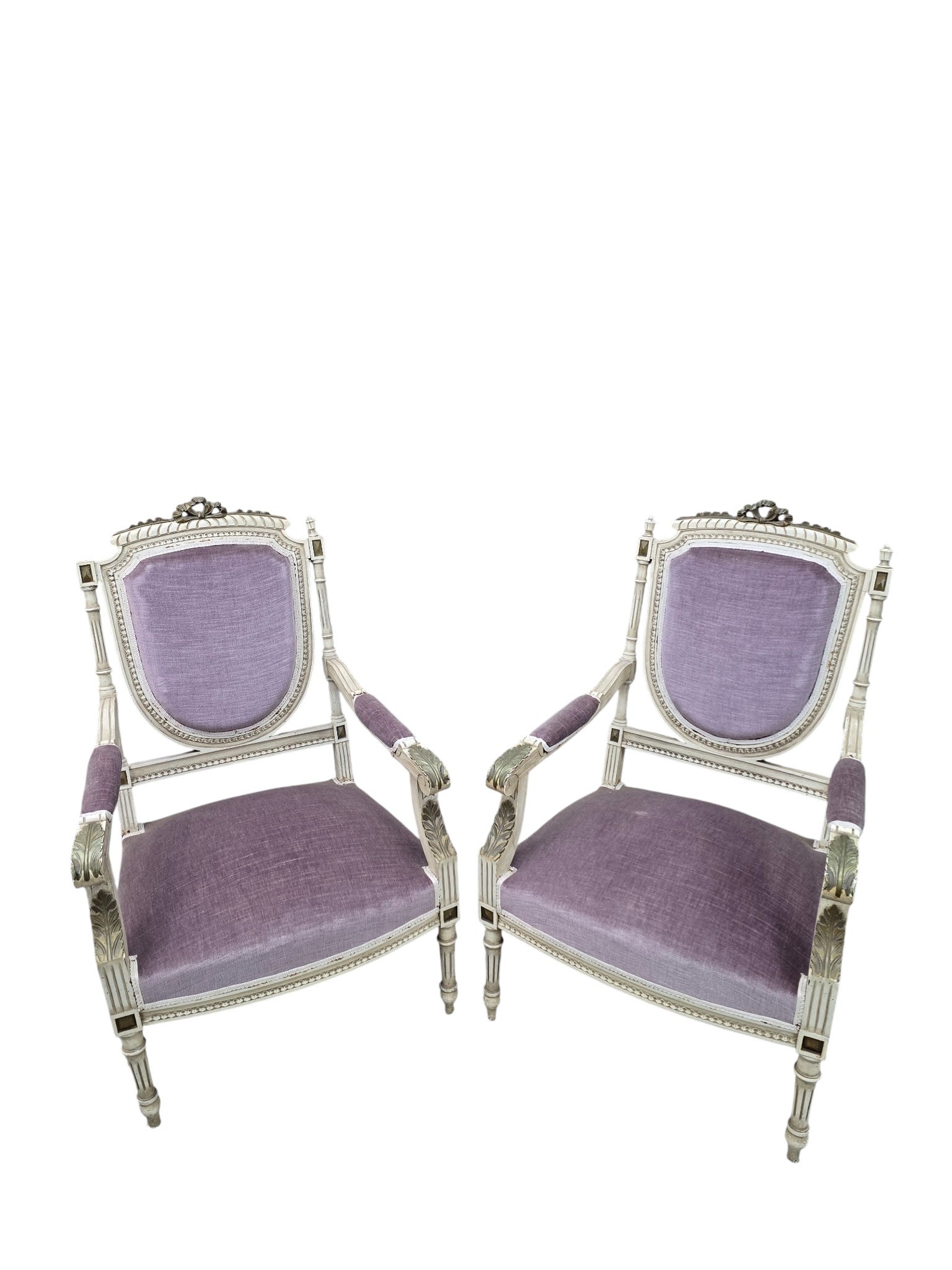 Antique Victorian Carved Ornate Chairs Newly Reupholstered - Pair
