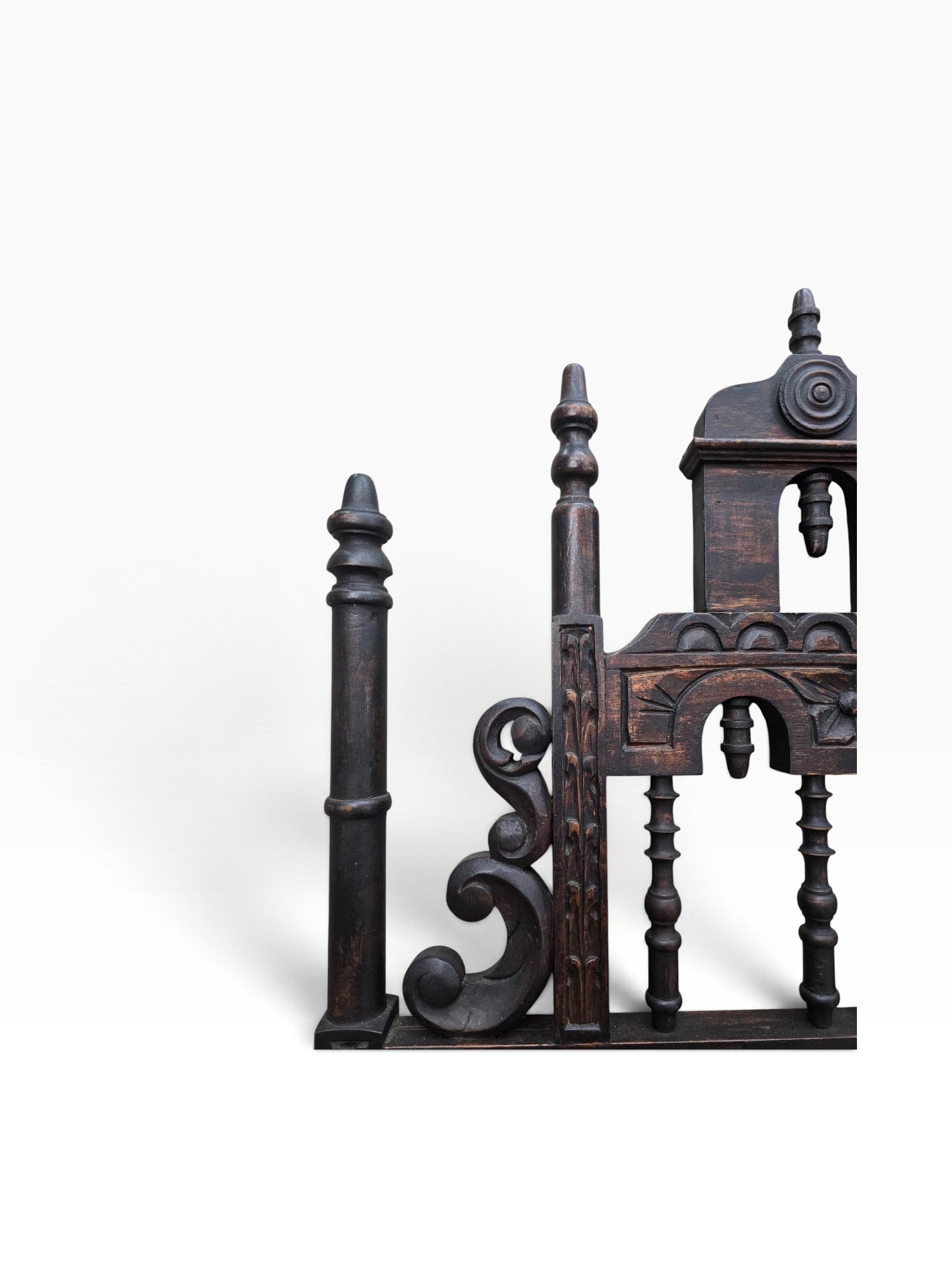 Pagoda Spanish Revival Spindle Carved Full Headboard