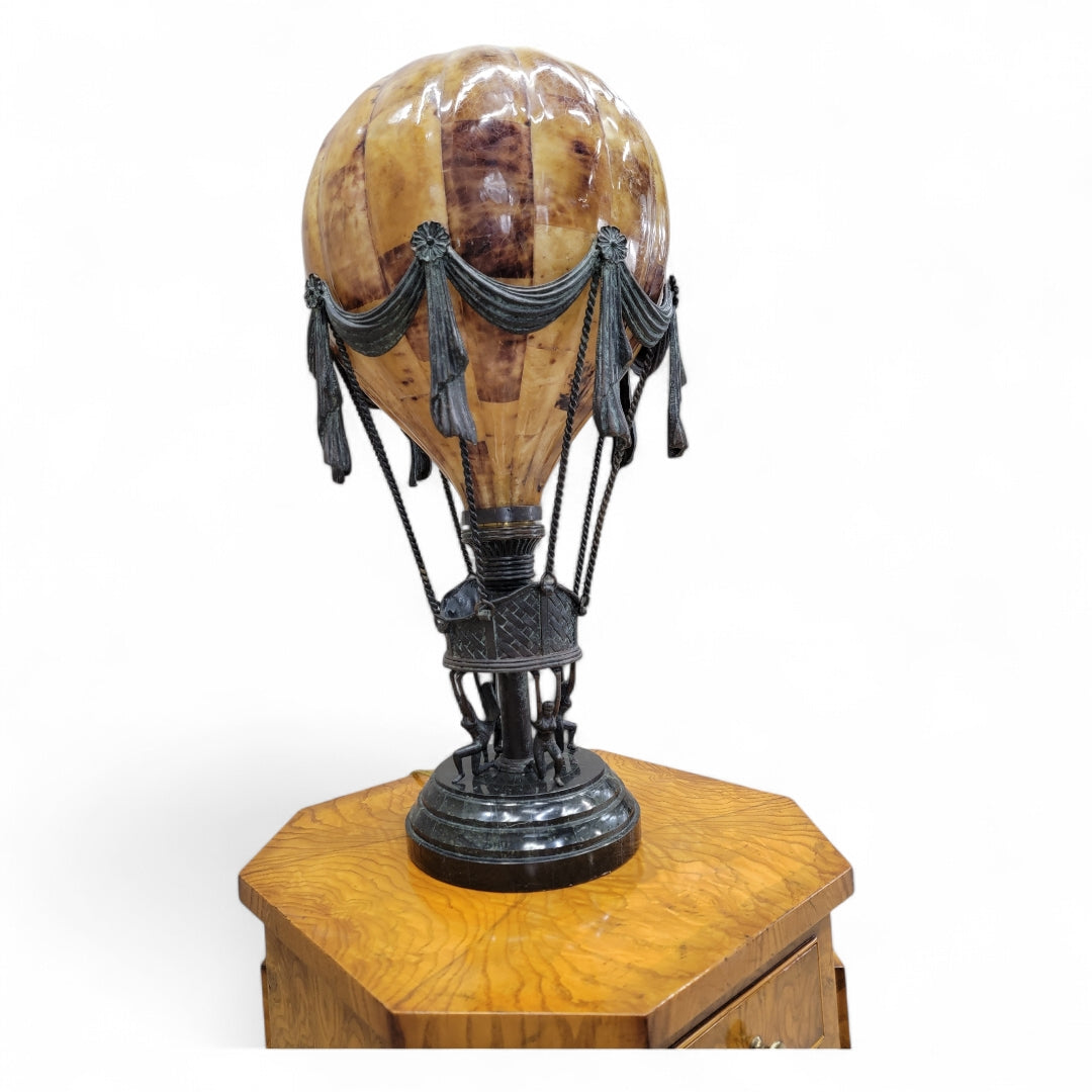 Vintage Maitland Smith Bronze/Penshell Hot Air Balloon Table Lamp