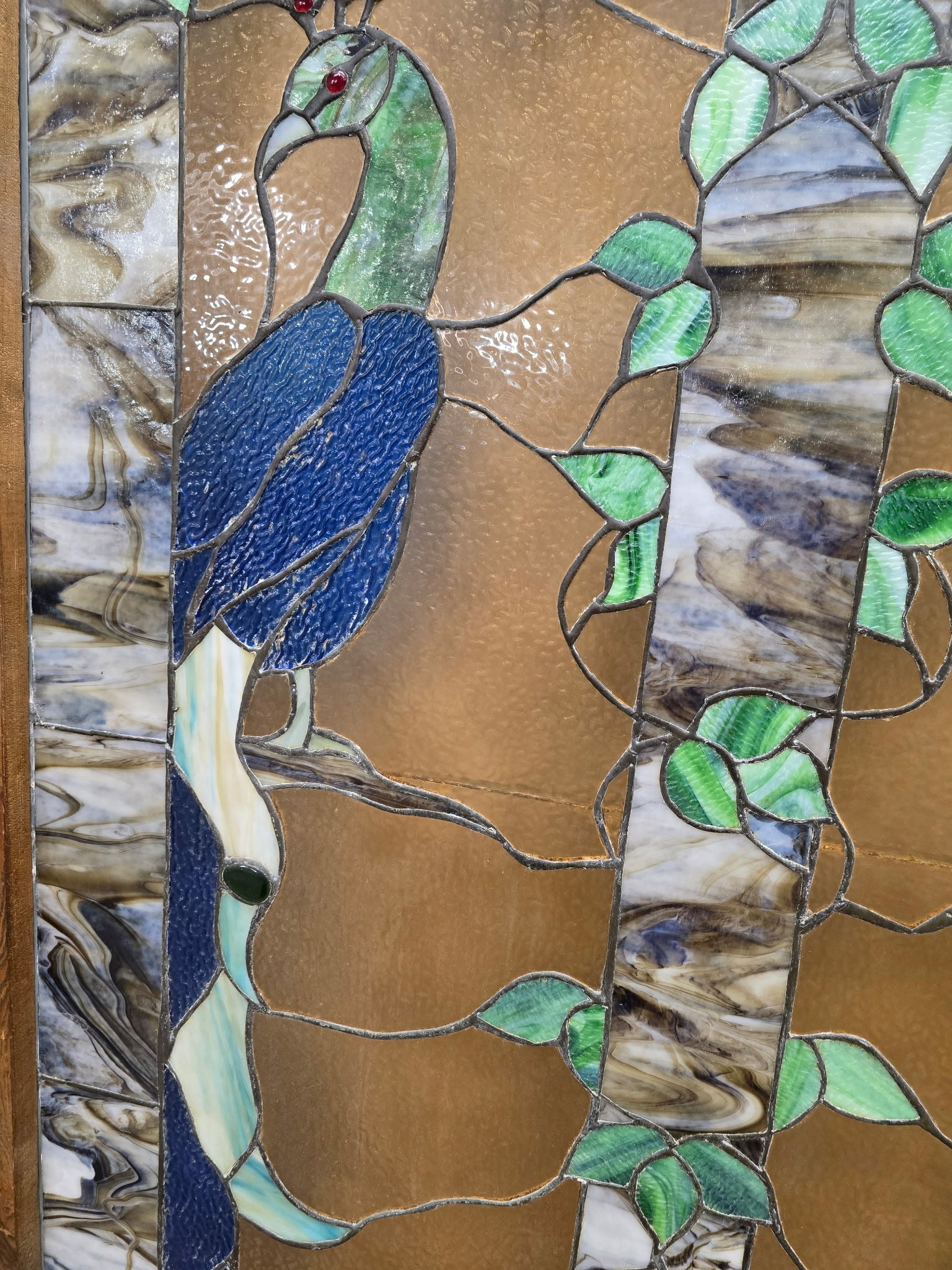 Peacock Design Stained Glass Window