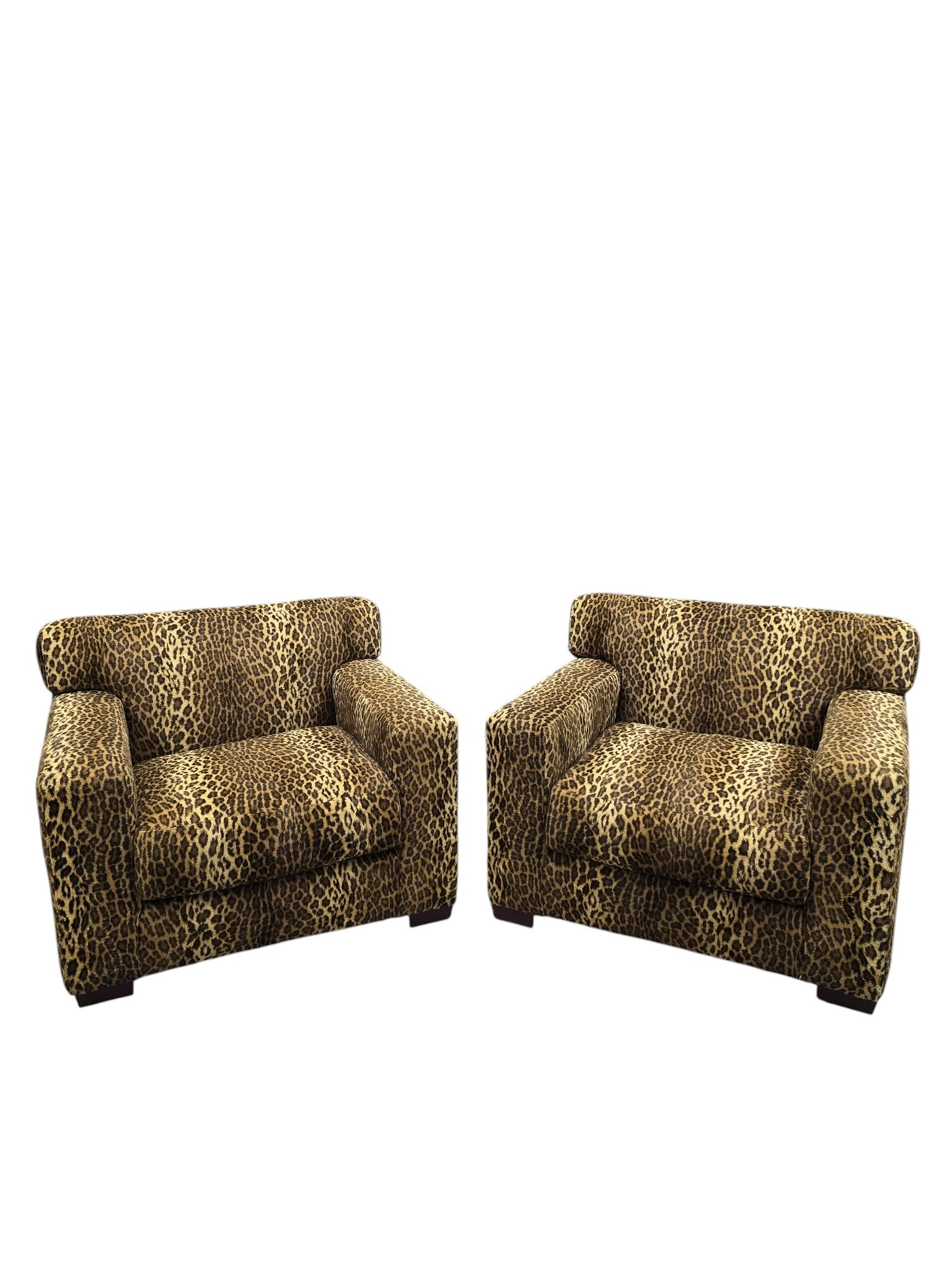 Vintage Henredon High Point Oversized Cube Club Chairs – Pair
