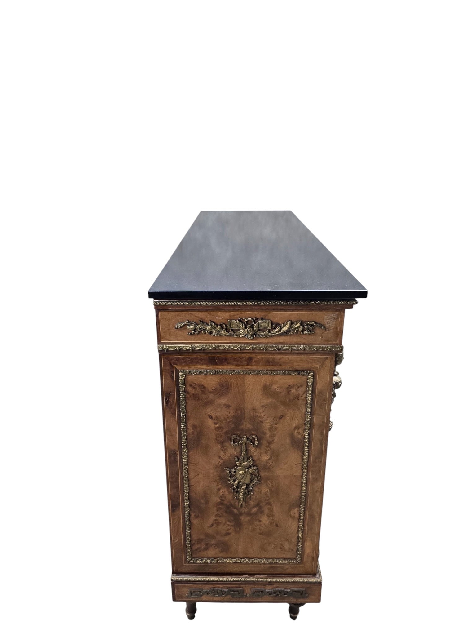 Antique French Louis XVI Style Bronze Mounted Marble Top Cabinet / Server