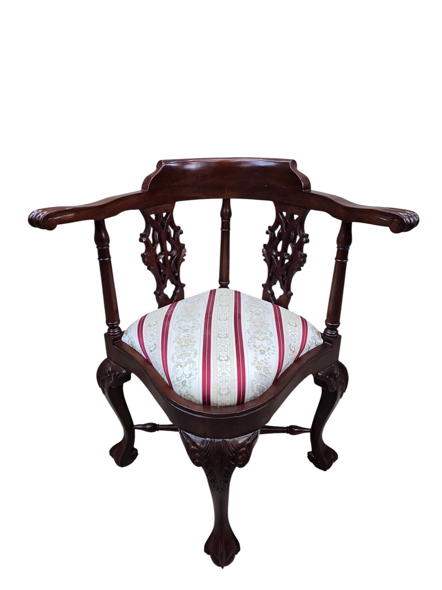 NEW - Antique English Carved Corner Chair - Pair