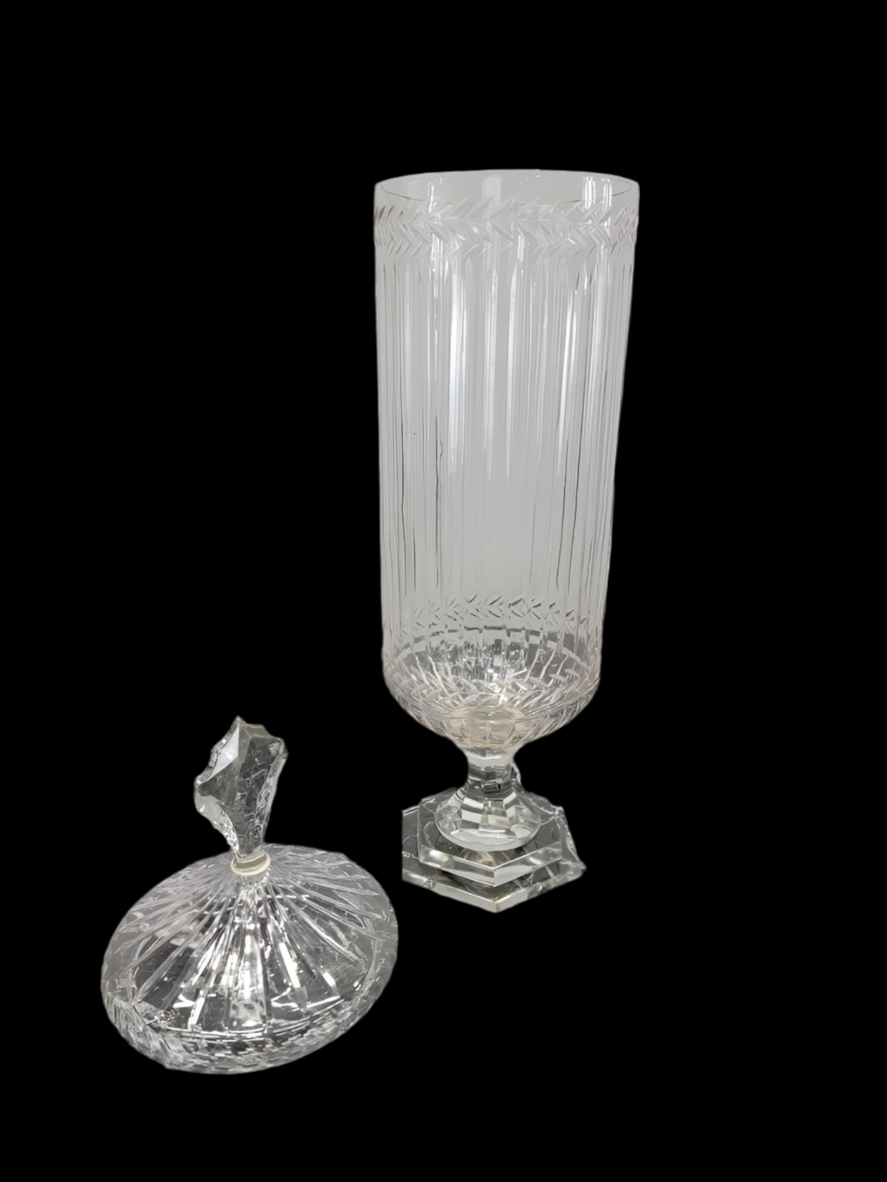 Antique Etched Glass Bonbonniere - Set of 3