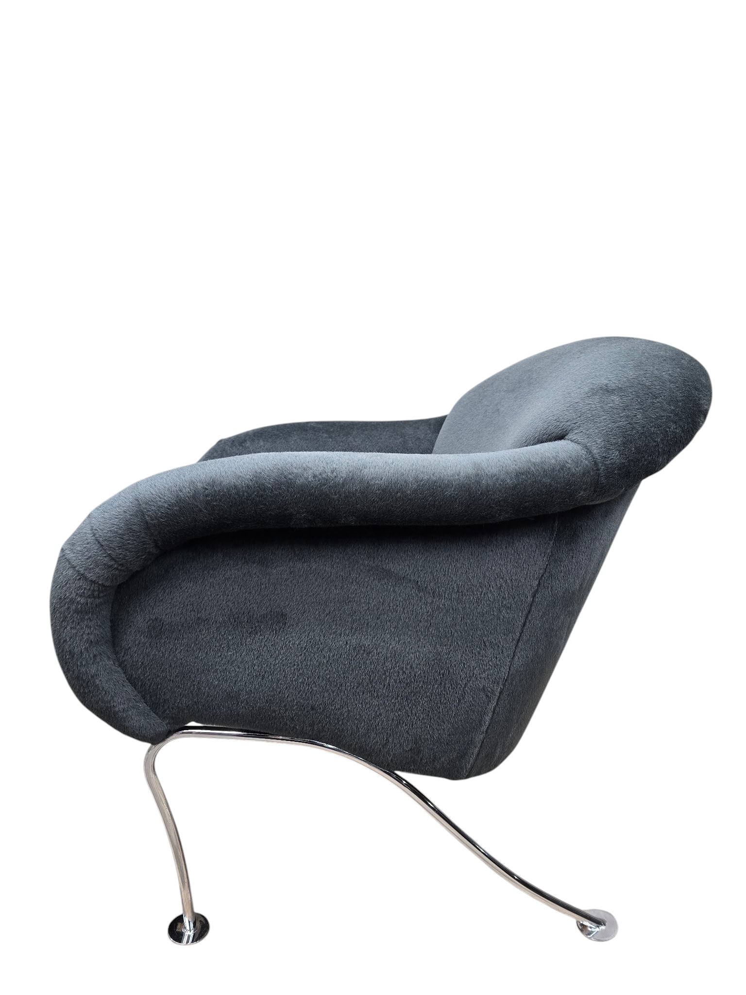 Thayer Coggin Sculptural Pull Up Lounge Chair Newly Reupholstered in Charcoal Alpaca Mohair – Tagged