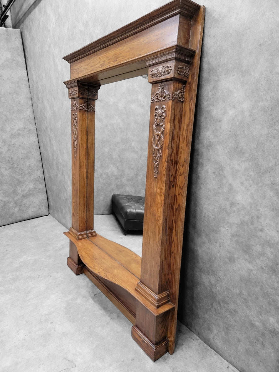 Antique Victorian Quarter-Sawn Oak Salvaged Console Pier Mirror