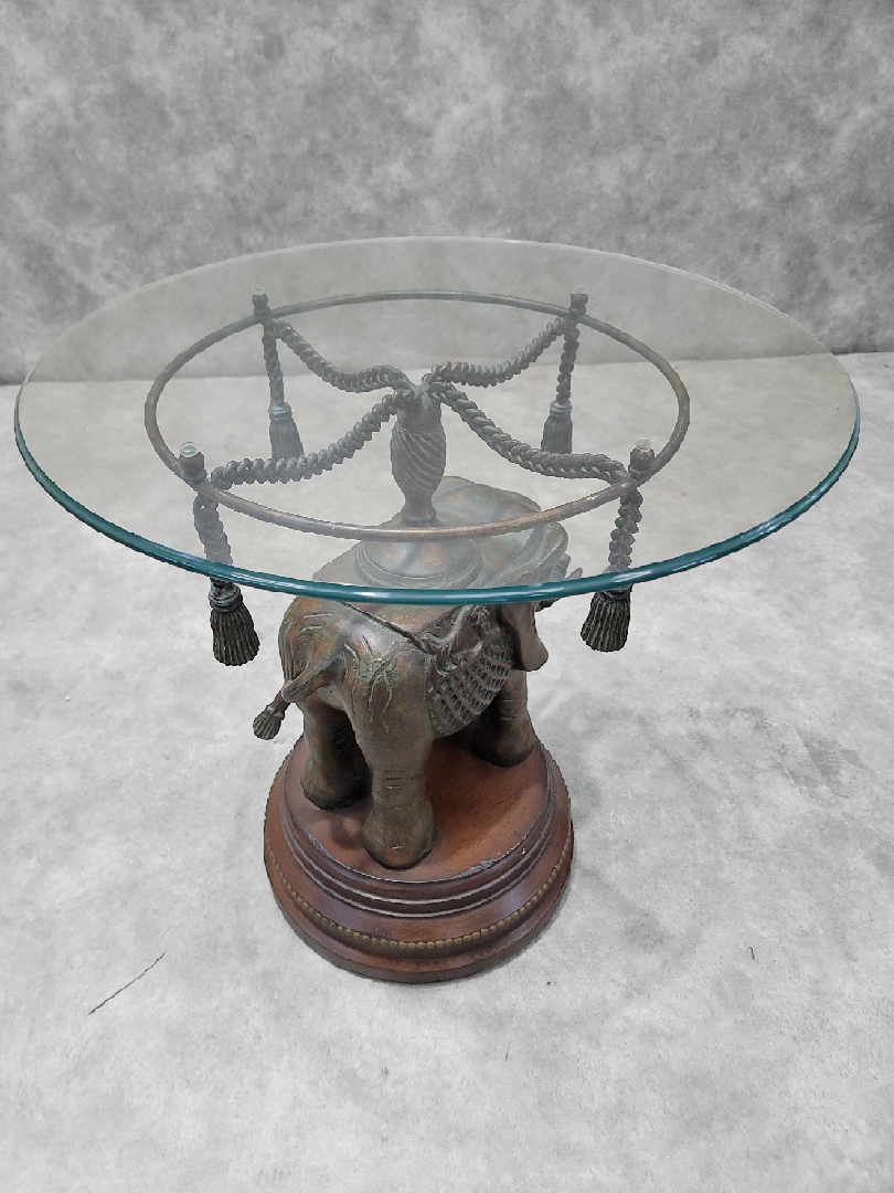 Vintage Erin Lane Bronze Elephant Pedestal Side Table