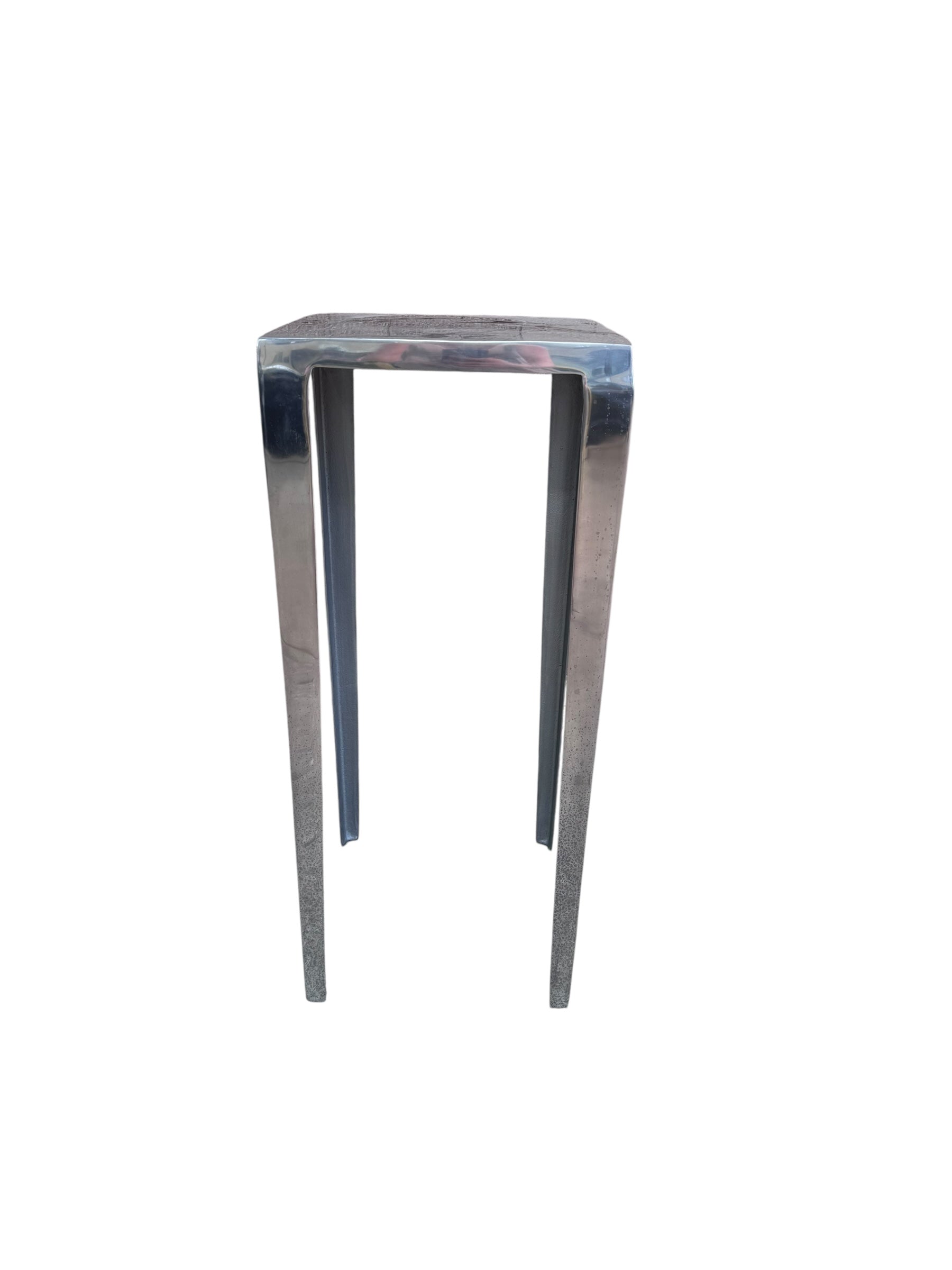 Vintage Industrial Tall Metal Side Tables - Pair