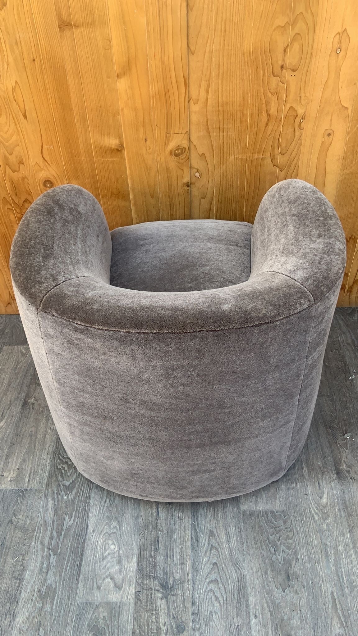 Mid Century Modern Faudet-Harrison Designed Continuous Swivel Tub Lounges for SCP England Newly Upholstered Grey Mohair - Pair