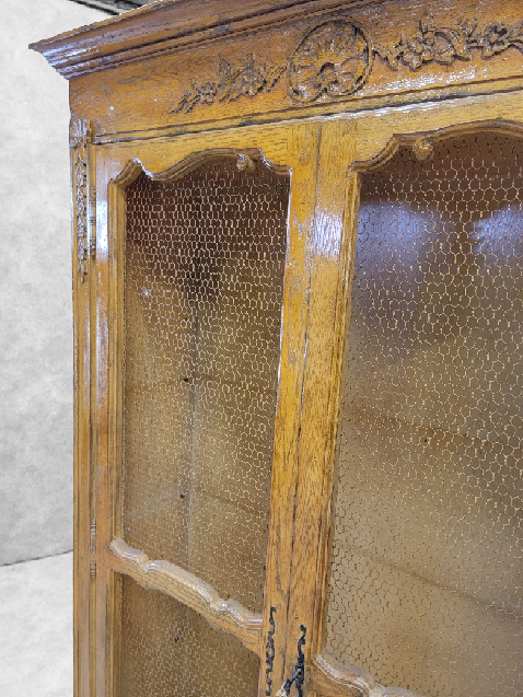 Antique French Country Chicken Wire Paneled Bookcase