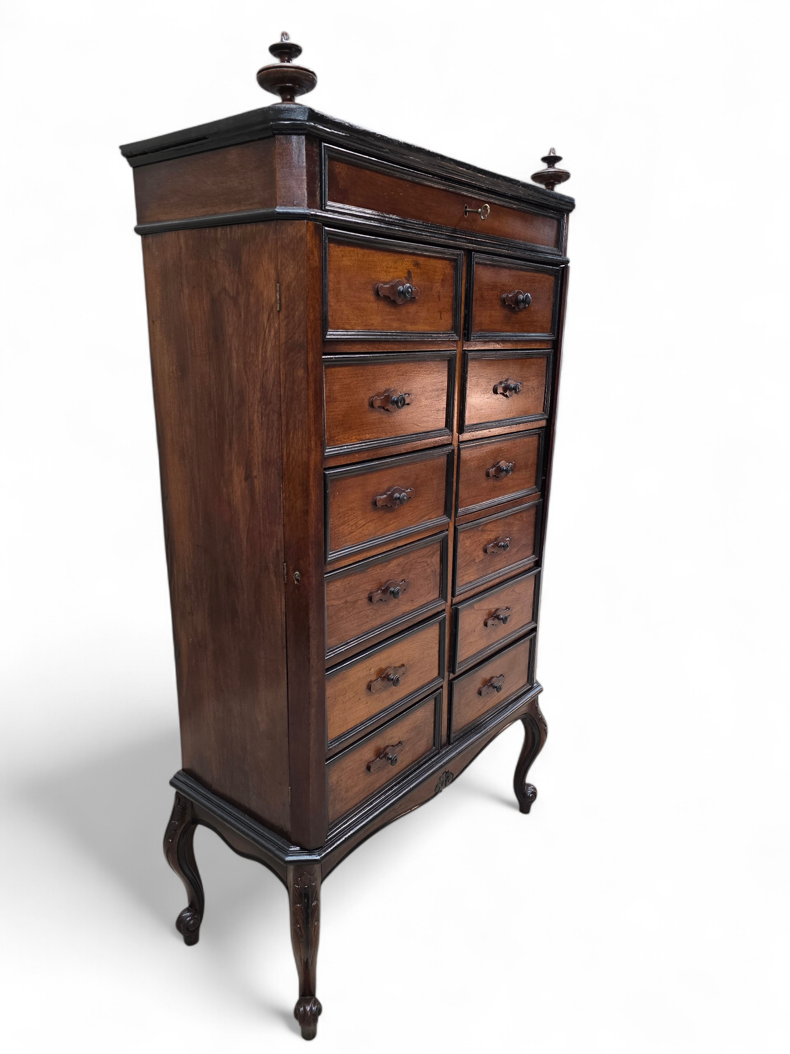 Antique Edwardian Style 13 Drawers Lock-Side Filing Cabinet