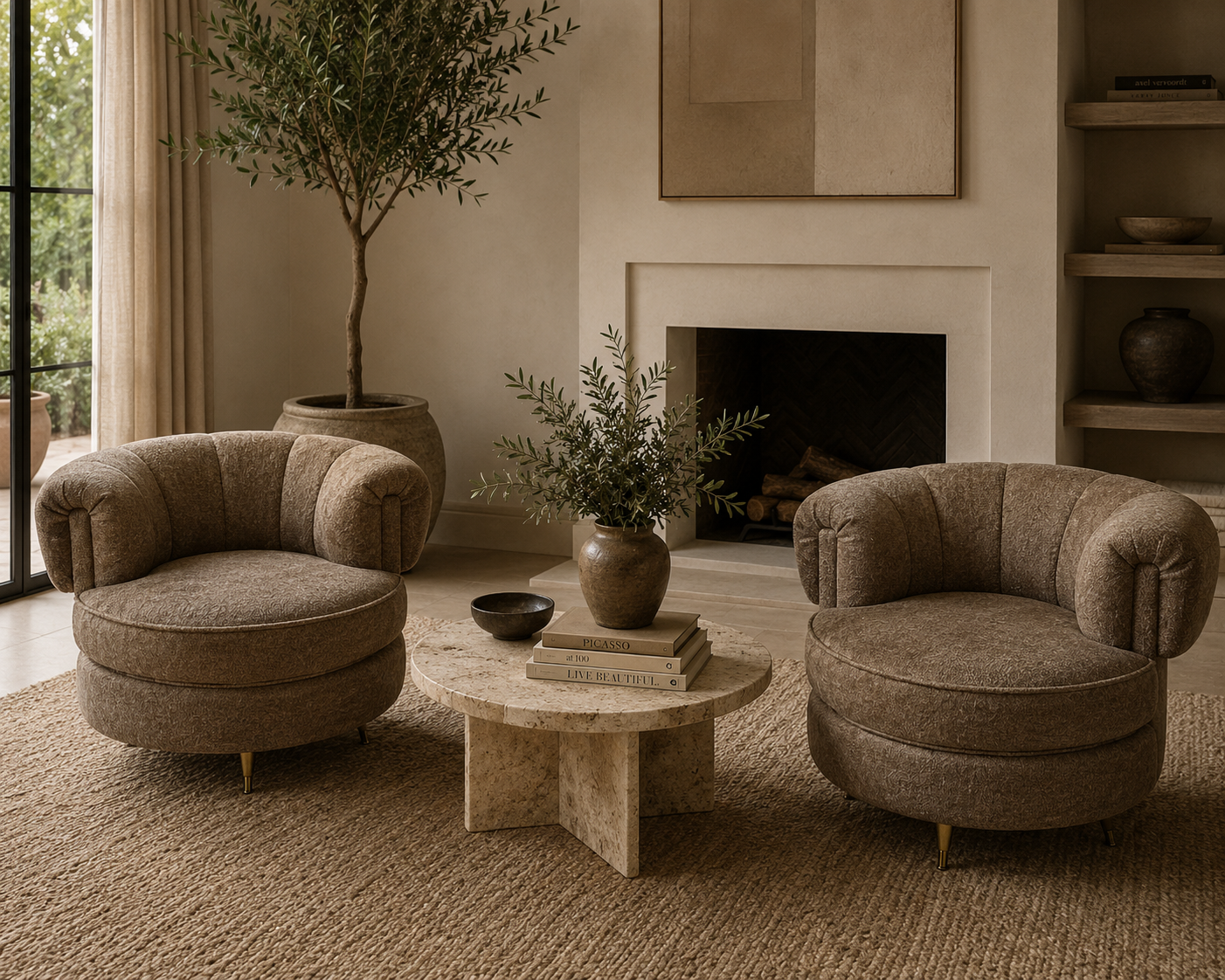 MCM Barrel Back Lounge Chairs Newly Reupholstered – Pair