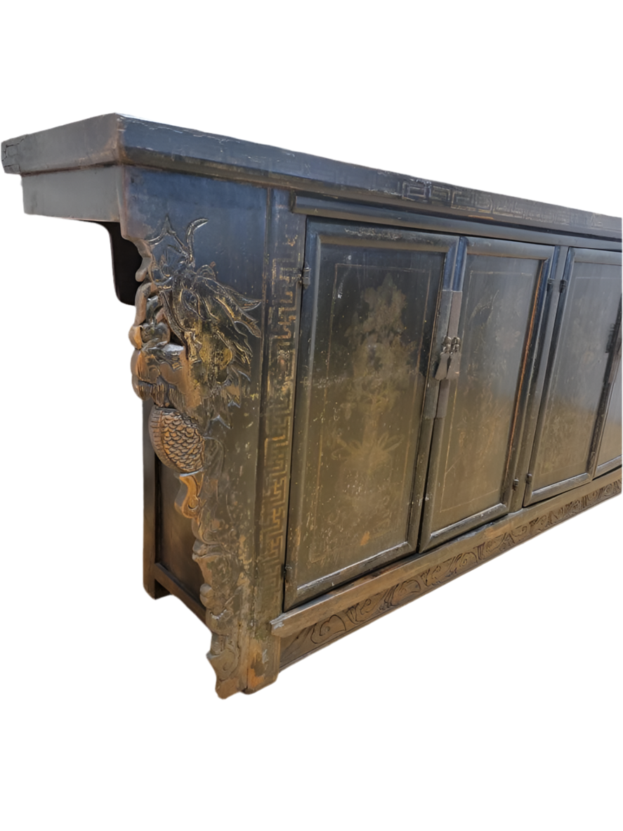 Antique Shanxi Province Original Hand Painted Elmwood Sideboard