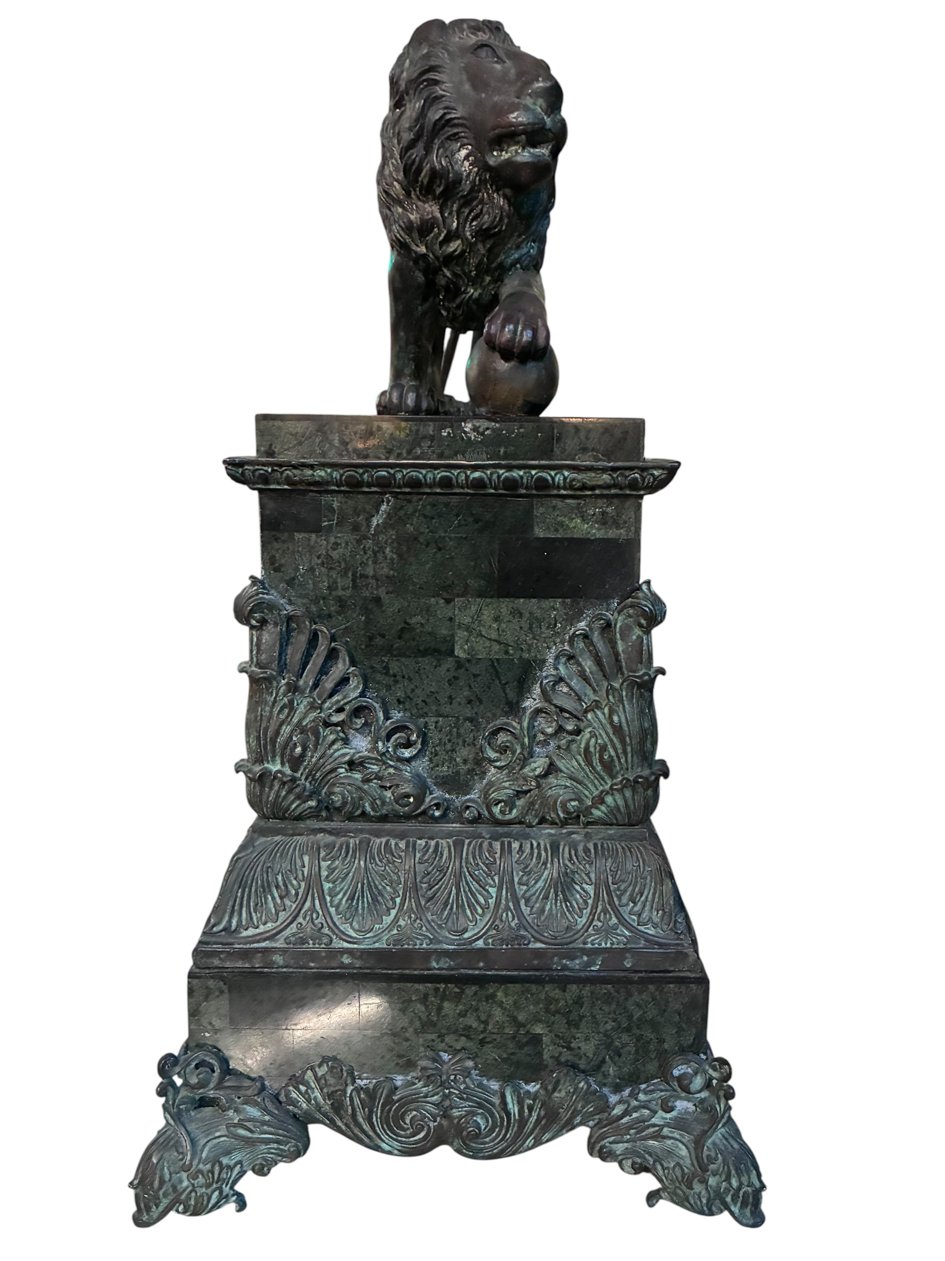 HOLD - Antique French Marble Lion Mantel Clock