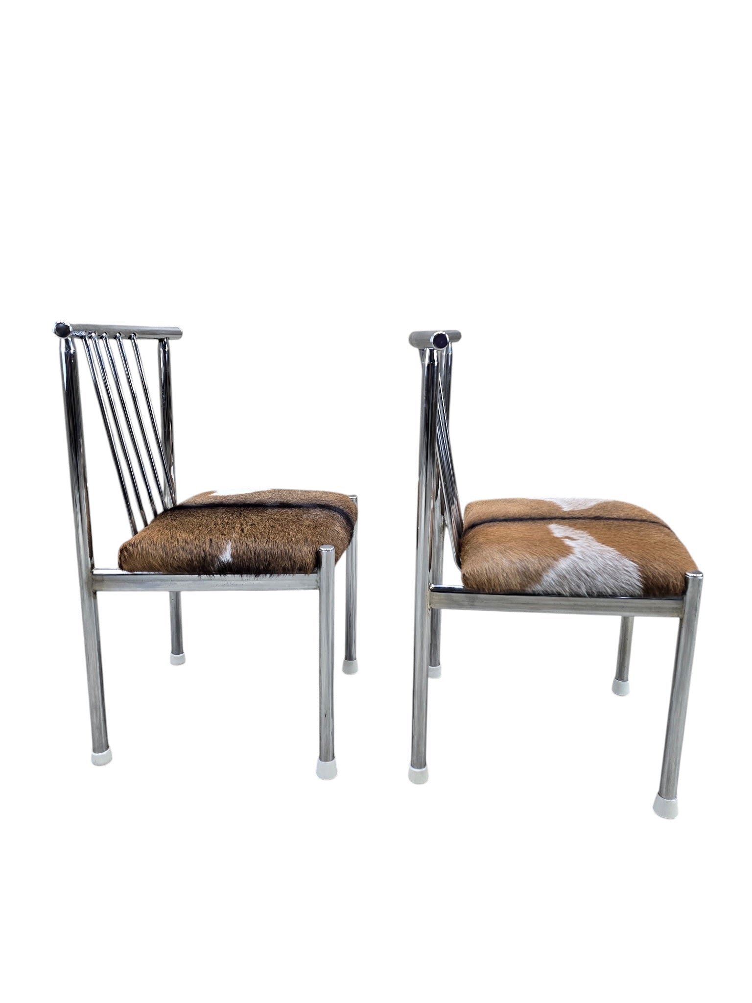 MCM B. Brody Chrome Spindle Back Side Chairs Newly Reupholstered – Pair