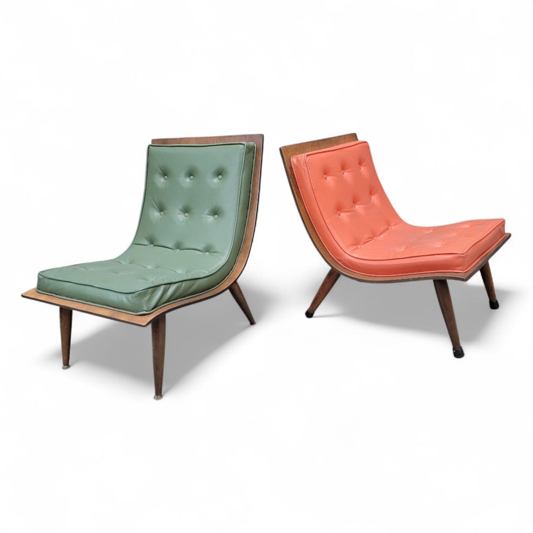 Mid Century Modern Retro His & Hers Bentwood Scoop Chairs - Set of 2