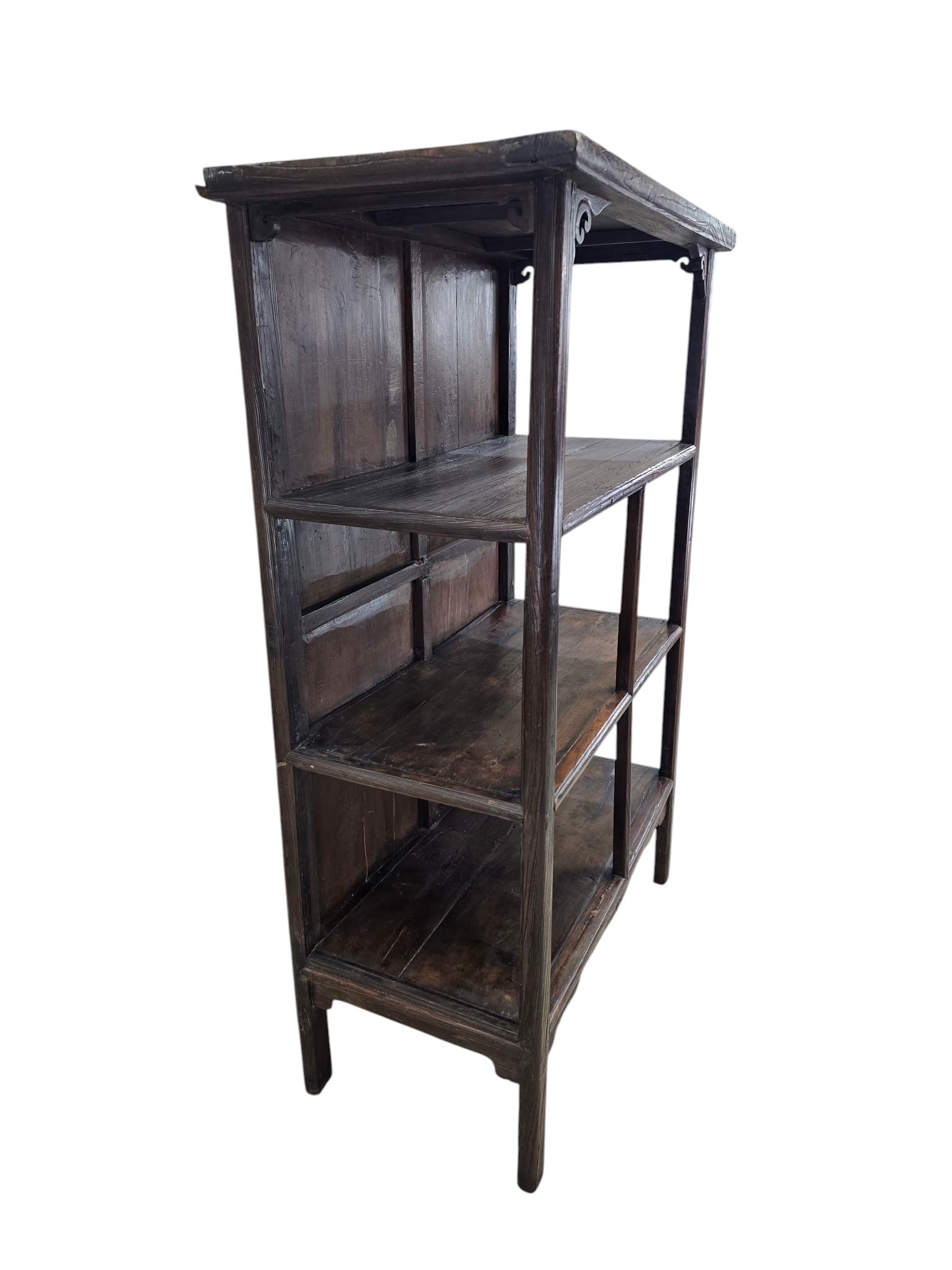 19th Century Chinese Shanxi Elm Wood Open Display Cabinet / Scholar's Bookcase