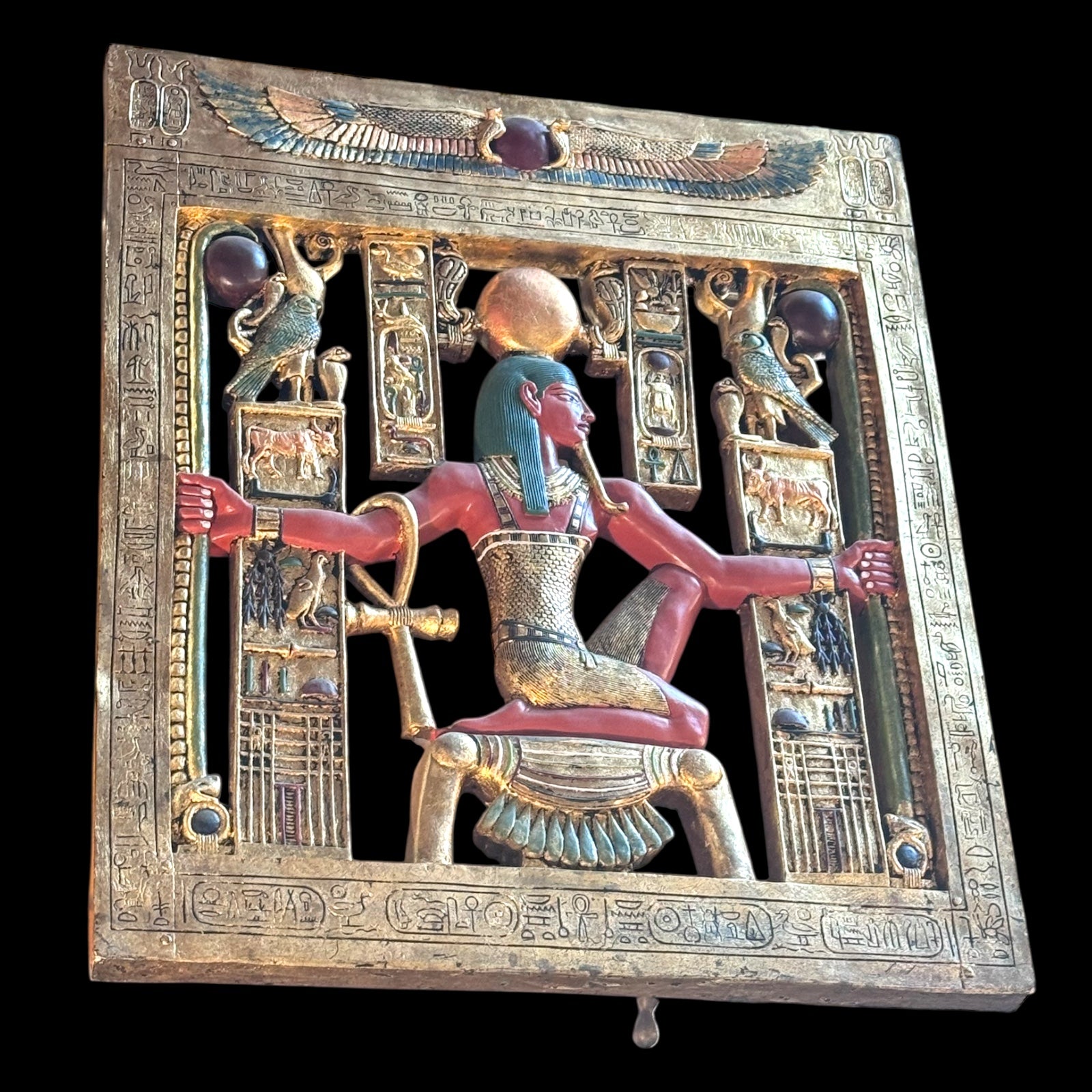 Vintage Egyptian Hieroglyph Wall Plaque - Pair