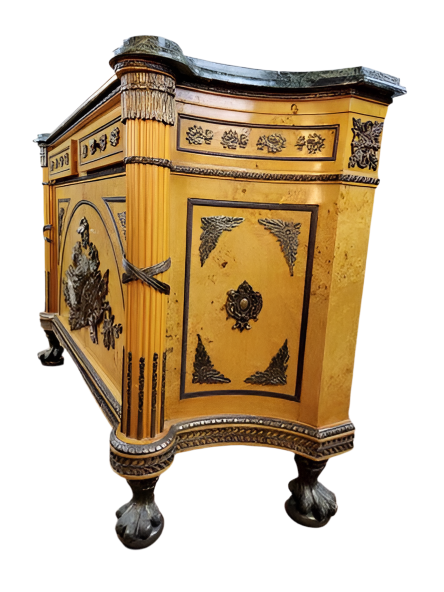 Vintage French Louis XVI Figural Bronze Ormolu Chest Commode Styles After Benneman