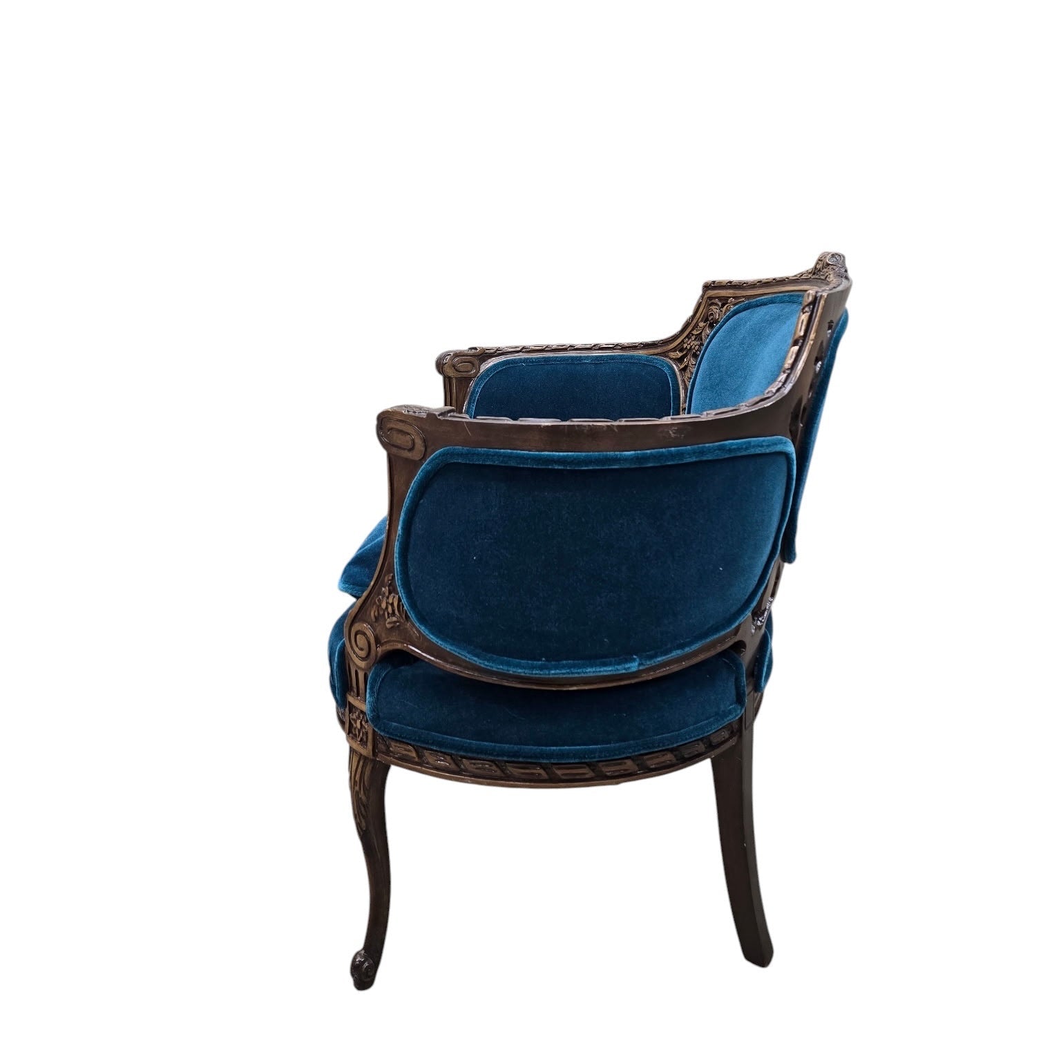 Antique French Louis XV and Louis XVI Style Armchairs Newly Upholstered – Set of 2