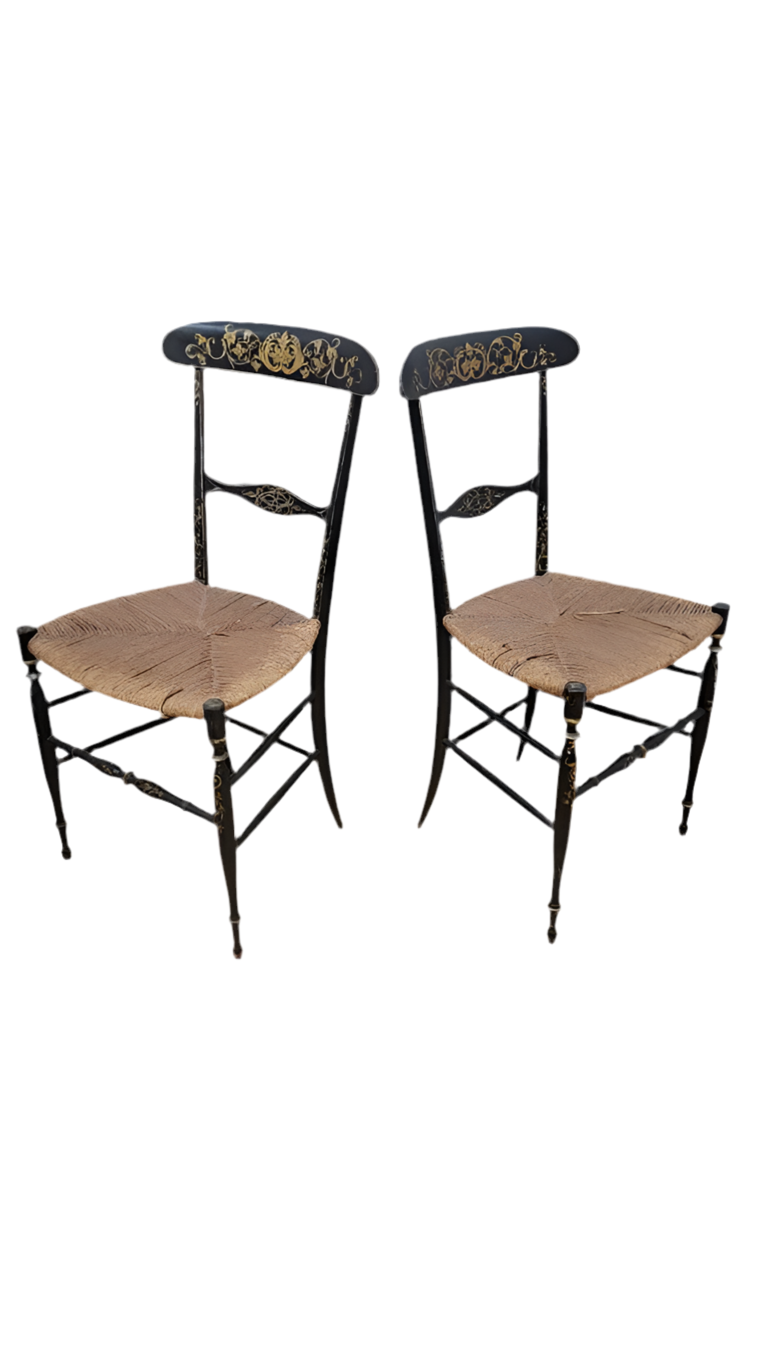 Antique Italian Walnut Side Chairs by Fratelli Levaggi & Giuseppe Gaetano Descalzi - Pair