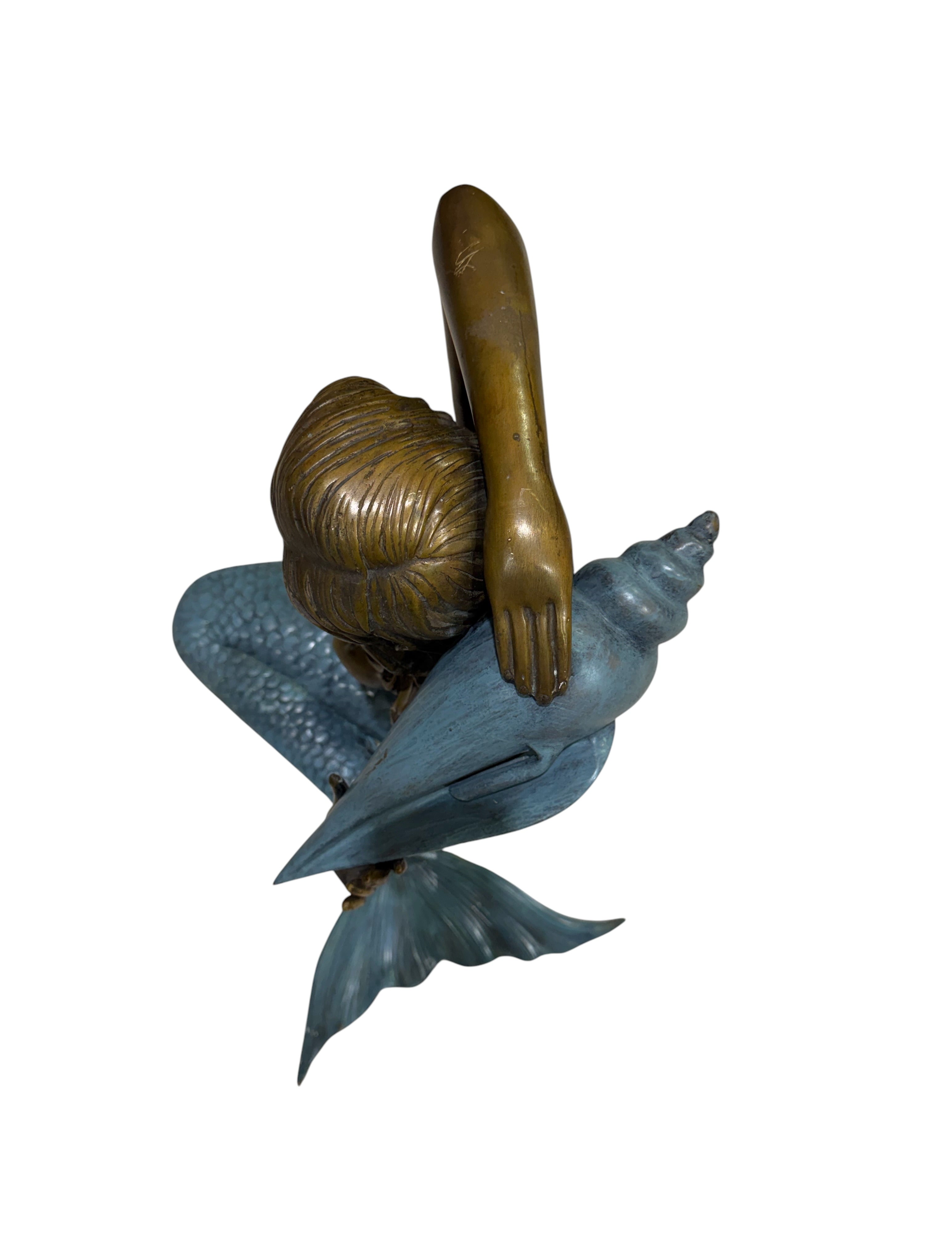 Bronze Mermaid Fountain Sculpture with Conch Shell