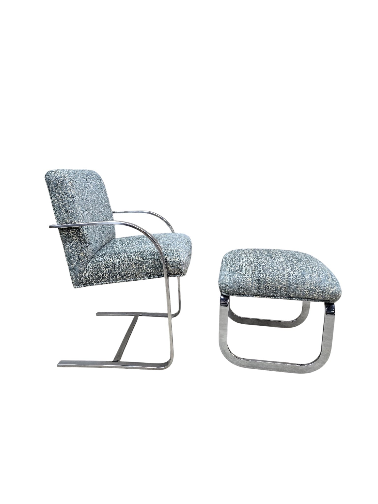 MCM Milo Baughman Chrome Chair and Ottoman