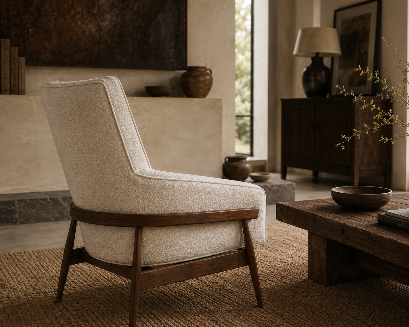 MCM High Barrel Back Lounge Chair by Fairfield Chair Co. Newly Reupholstered