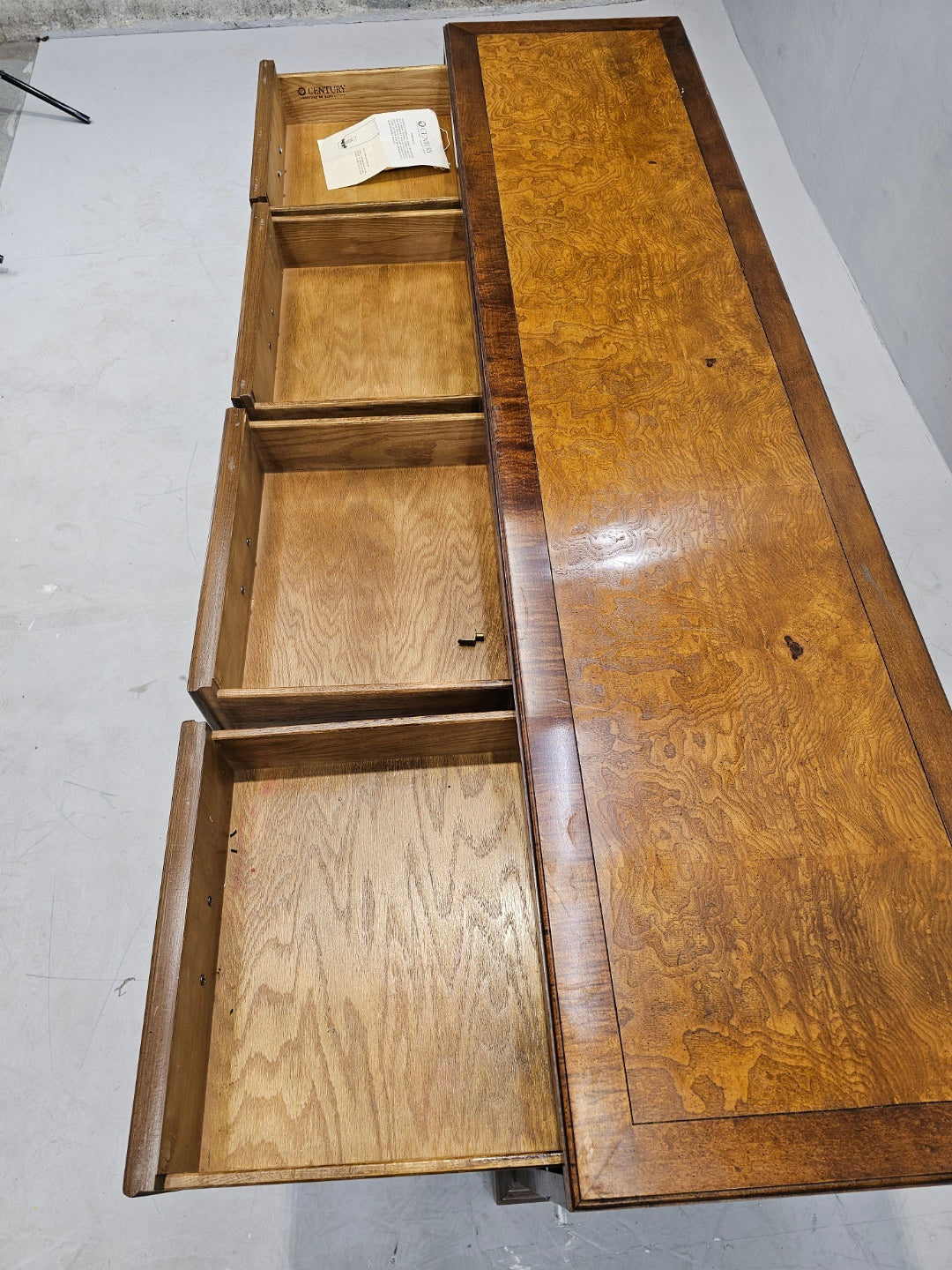 Hollywood Regency Walnut Burl Dresser Sideboard by Ray Sabota for Century Furniture