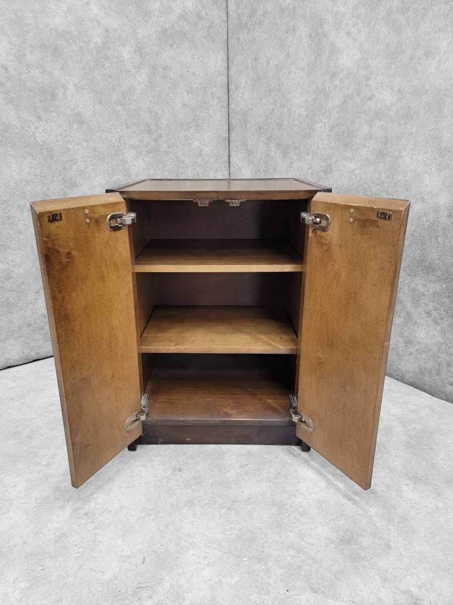 Mid Century Modern Milo Baughman Style Burl & Brass Storage Cabinet by Century Furniture