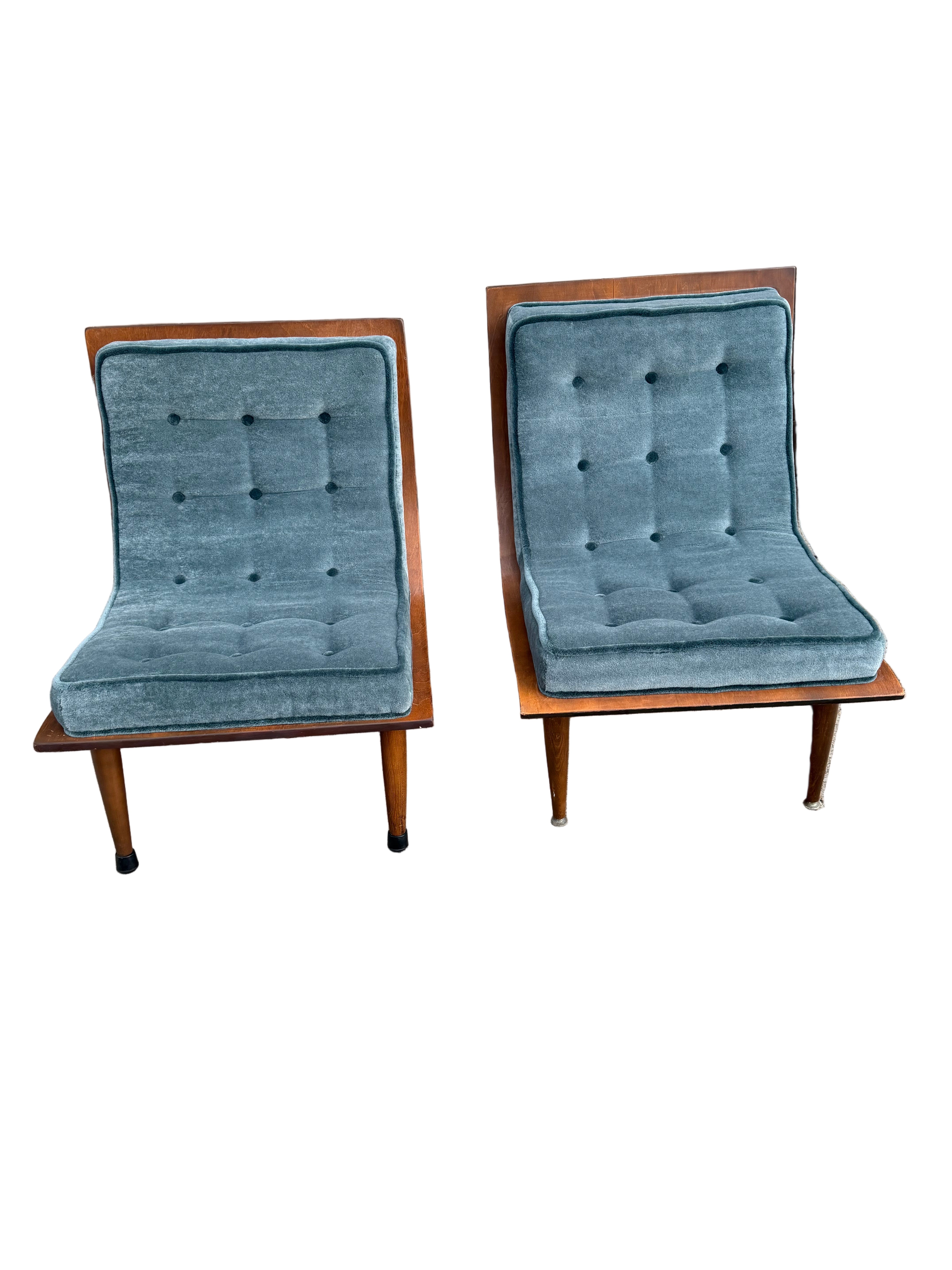 Mid Century Modern Bentwood Scoop Chairs by Carter Brothers Newly Reupholstered Mohair - Set of 2