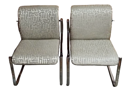 Mid Century Modern Chrome Tubular Chairs by Peter Protzman Newly Upholstered - Pair