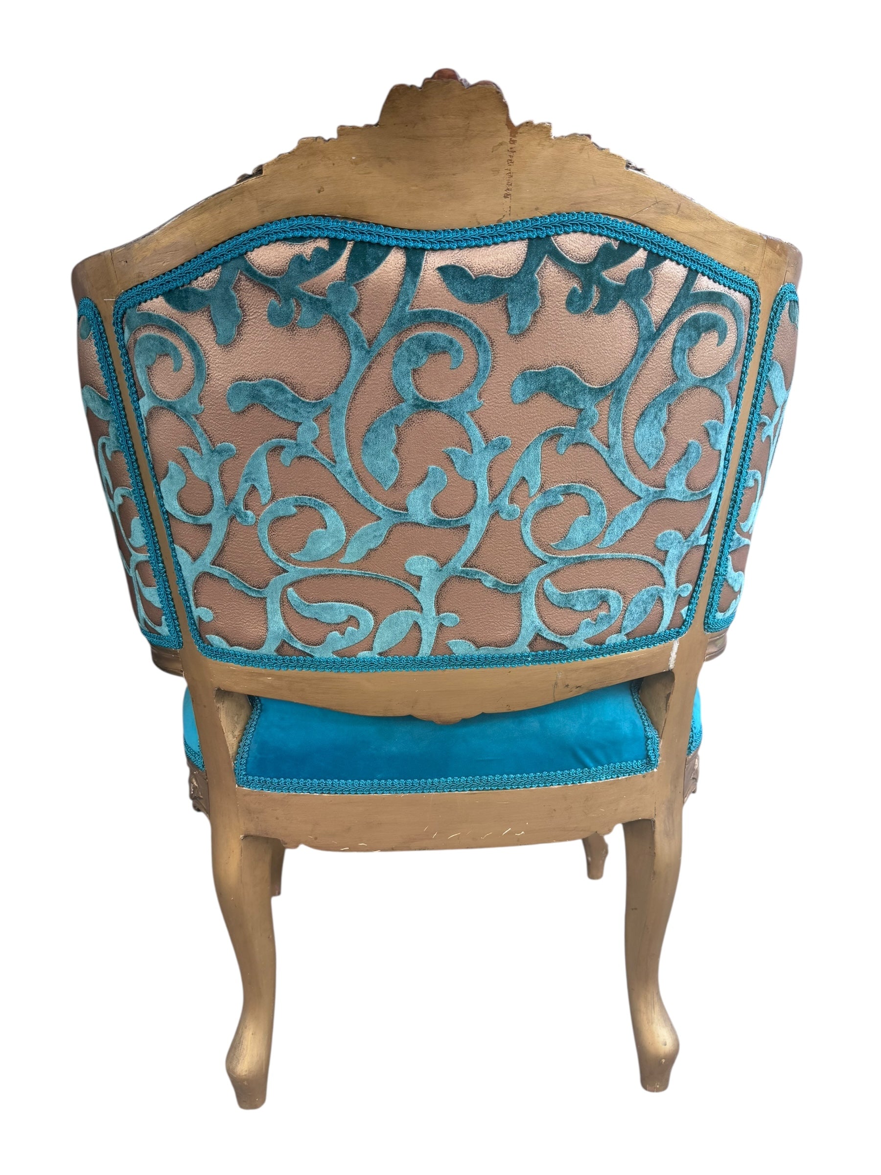 Antique French Louis XV Style Carved Bergere Giltwood Chairs - Pair