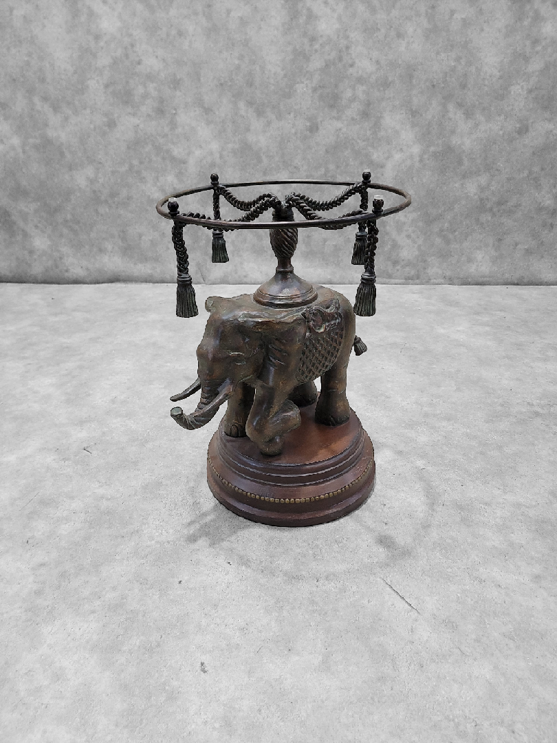 Vintage Erin Lane Bronze Elephant Pedestal Side Table