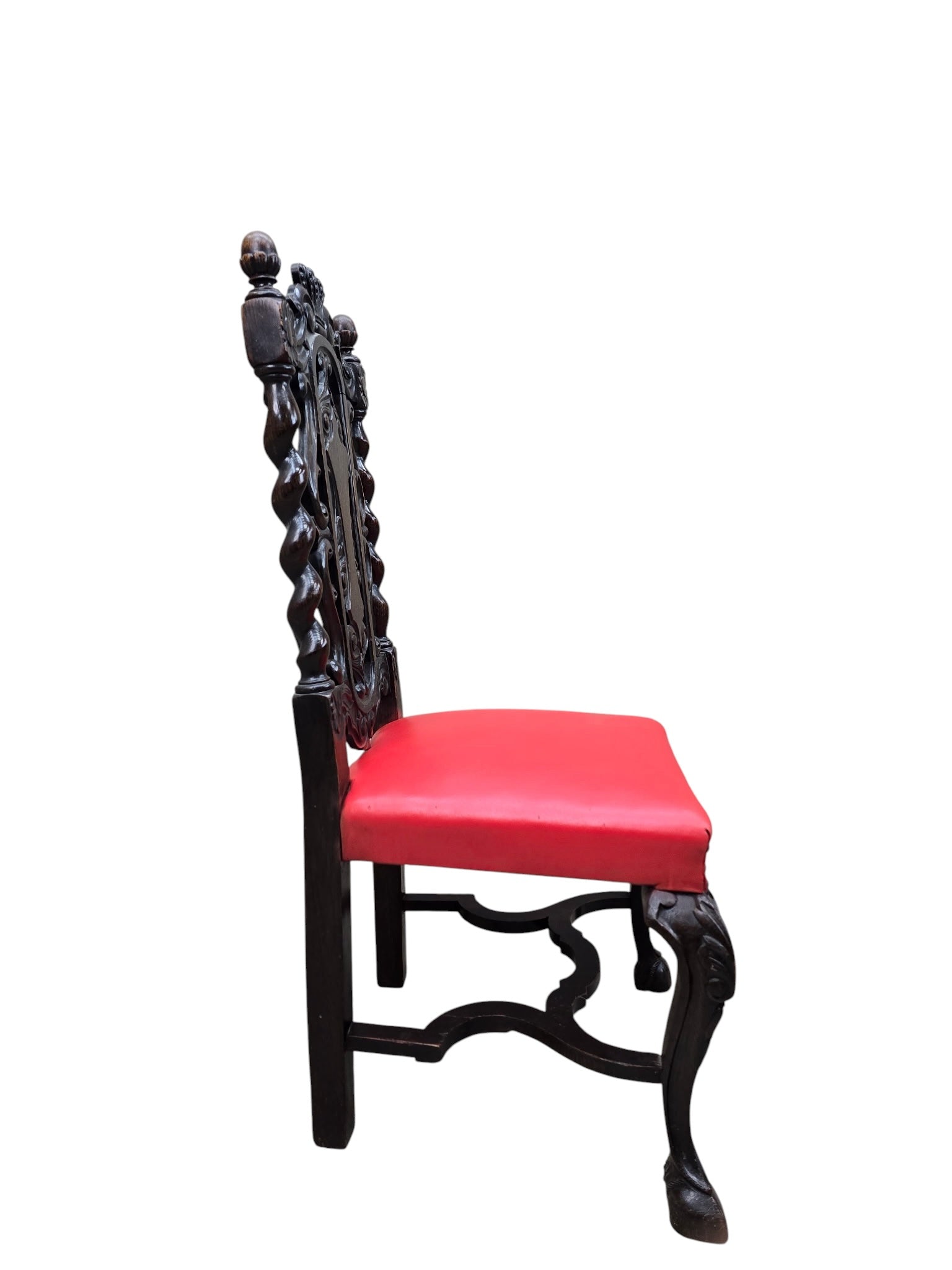 Antique Jacobean Revival Style Barley Twist Desk with High Back Chair