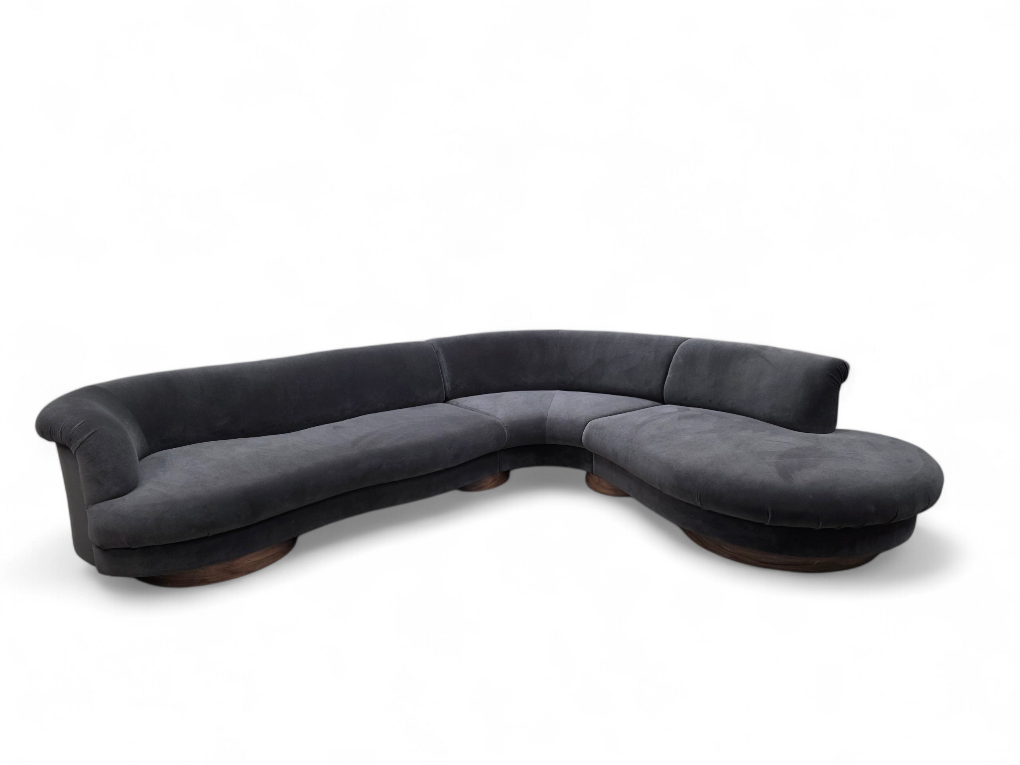 Postmodern Vladimir Kagan Style Serpentine Sectional Sofa Newly Reupholstered